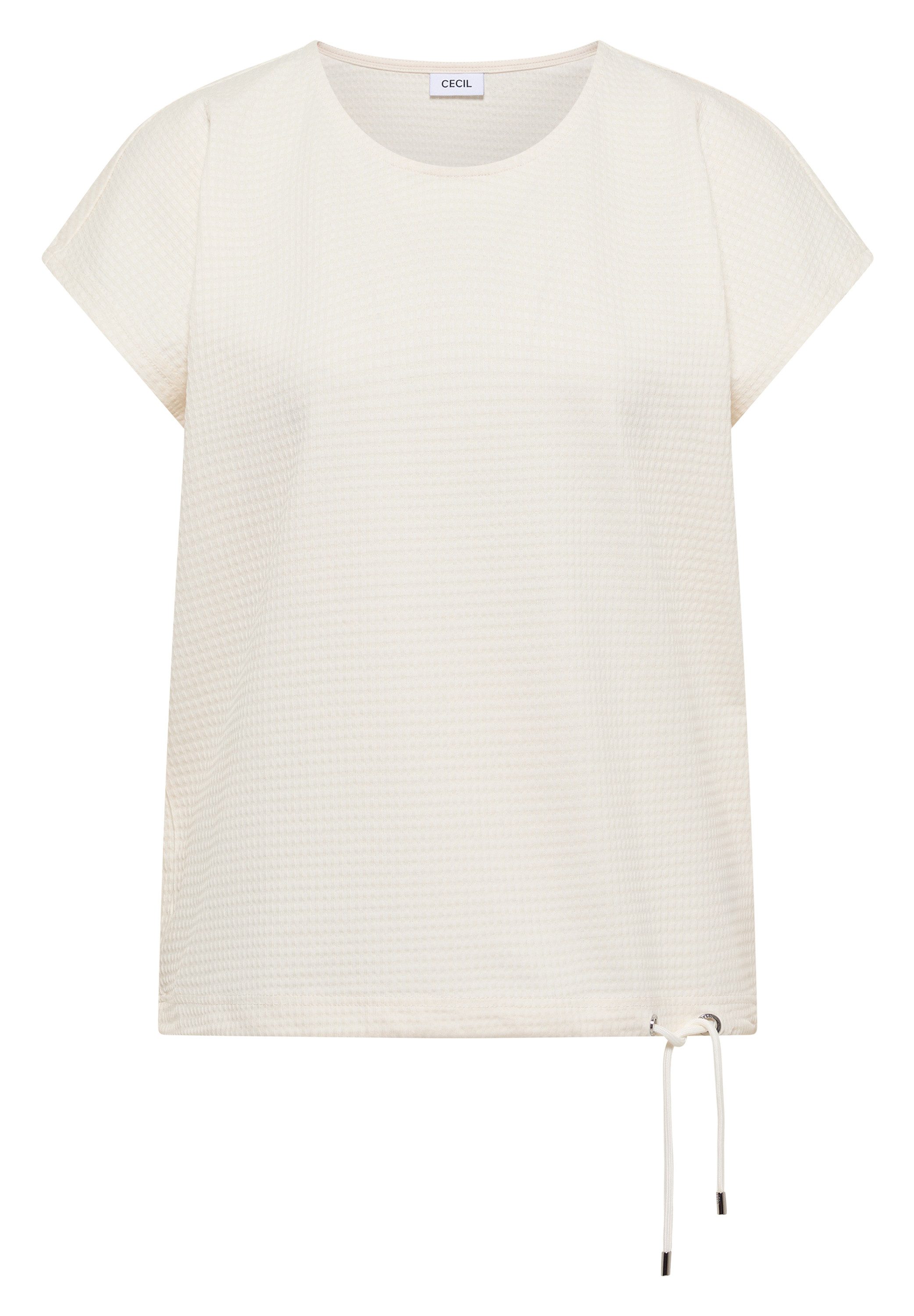 CECIL T-Shirt Sommershirt mit Waffel-Struktur, Baumwollmix, Kordelzug am Saum – Bild 5 von 5