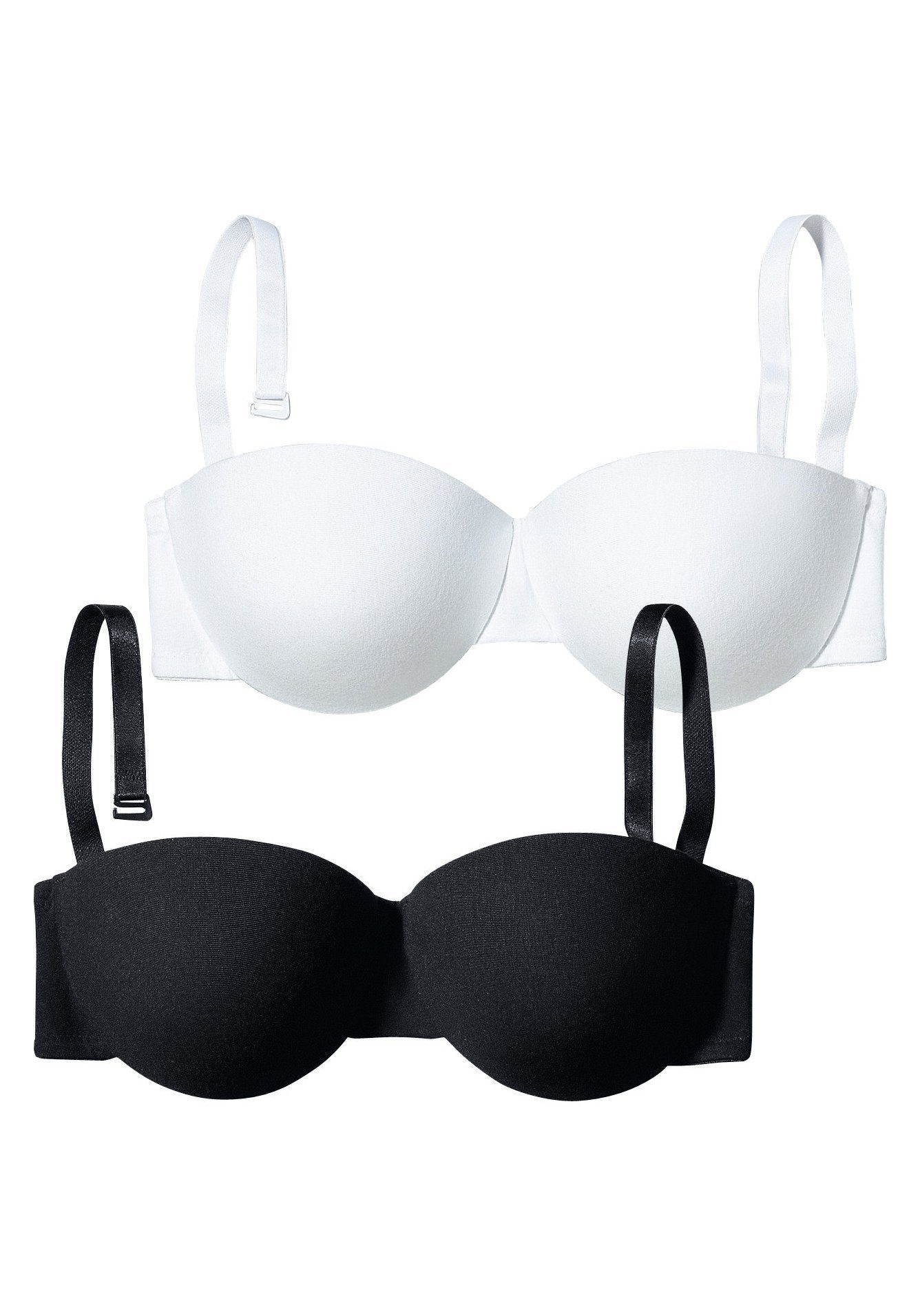 petite fleur by Lascana Schalen-BH, trägerloser BH, BH ohne Träger, Baumwoll-BH, BH mit Bügel (Packung, 2 Stück) mit abnehmbaren Trägern – Bild 2 von 5