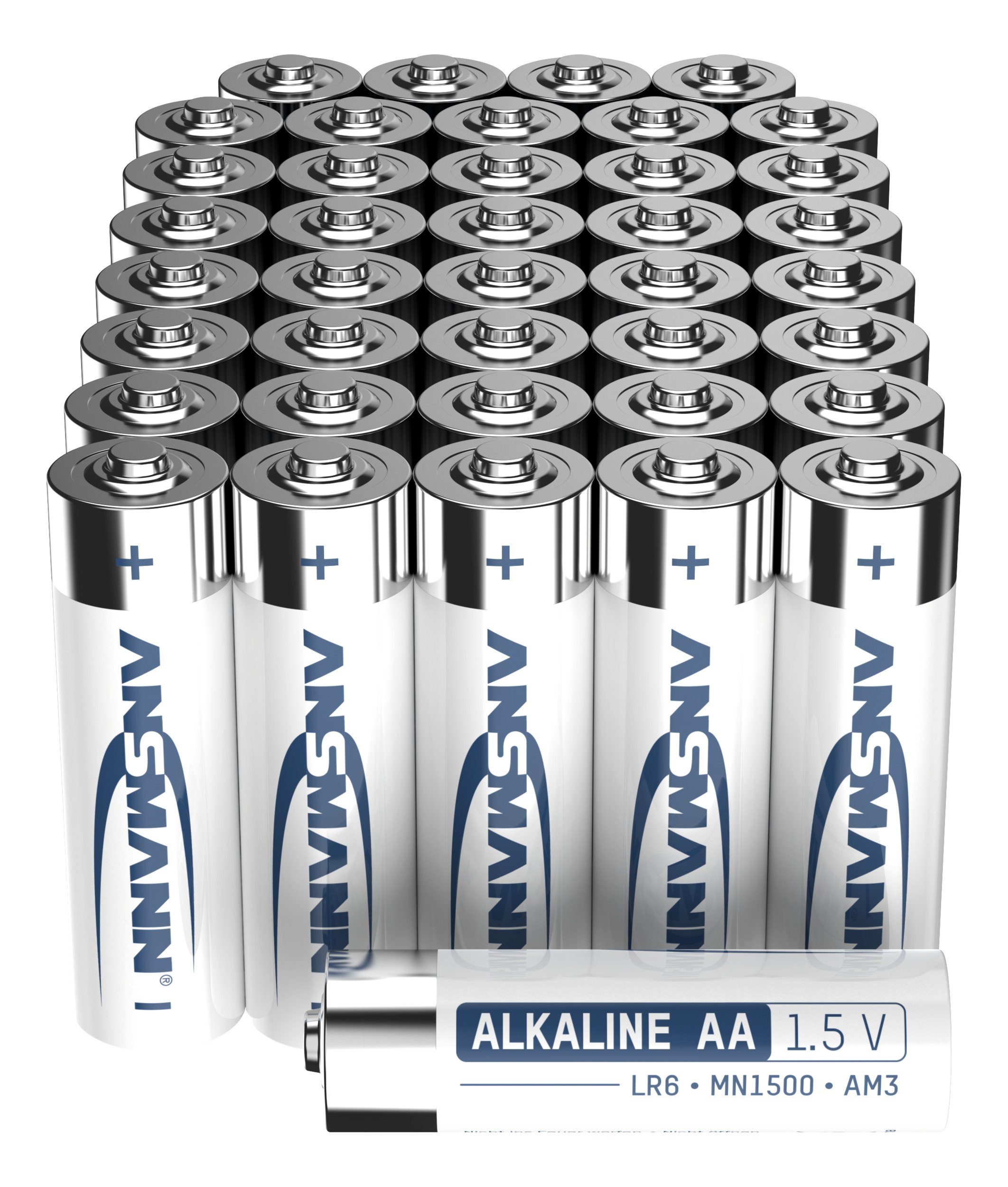 ANSMANN® Batterien AA 40 Stück, Alkaline Mignon Batterie, für Lichterkette  uvm. Batterie