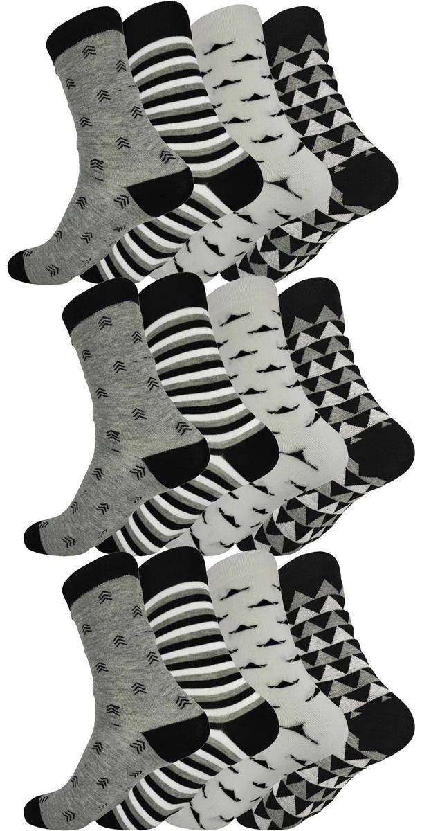 Damen Muster Freizeitsocken Paar, Mix1 39-42 35-38 (12-Paar) Socken EloModa mit 12 Paar 12 Baumwolle;