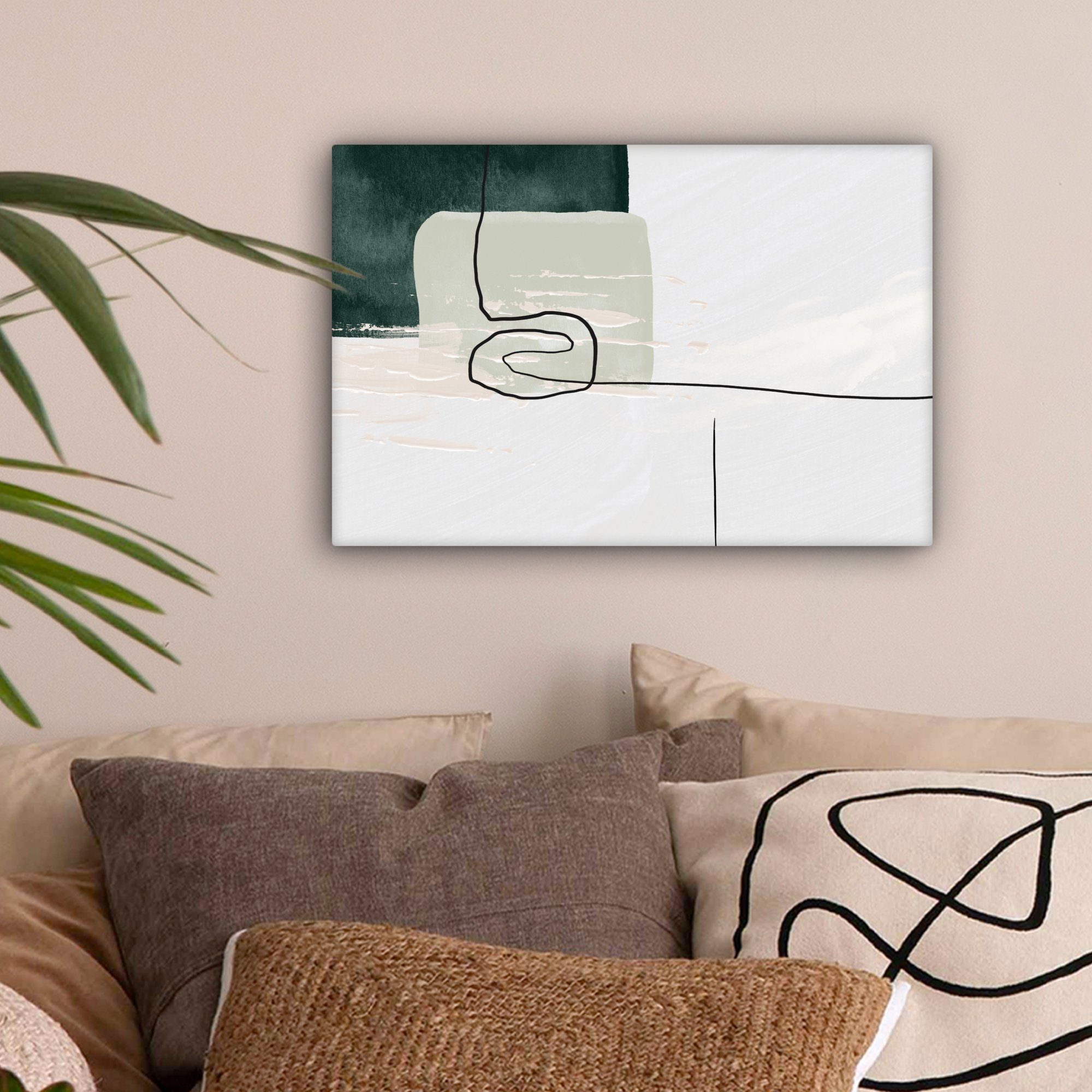 OneMillionCanvasses® Leinwandbild Abstrakt - Kunst - Grün - Weiß - Farbe, F günstig online kaufen