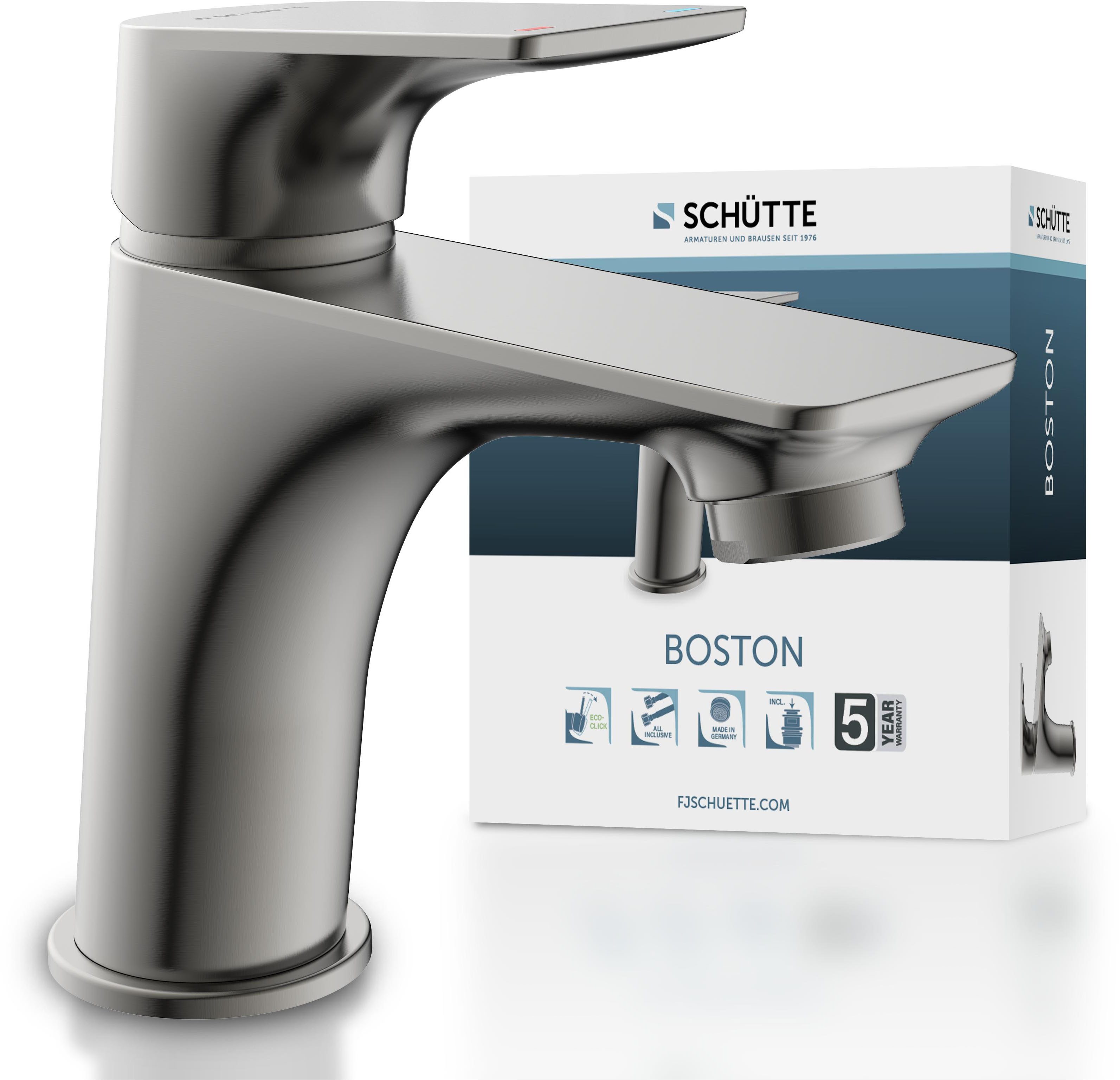 Schütte Waschtischarmatur BOSTON wassersparende Eco-Click-Funktion, inkl. Pop-Up
