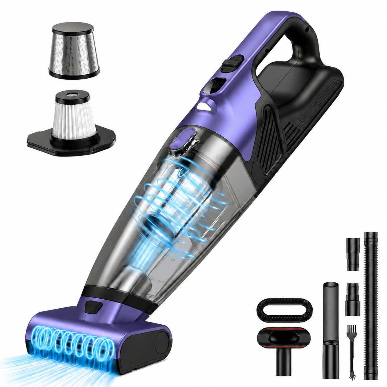 Lapamax Handstaubsauger Akku Kabelloser 25000Pa 120W, Starke Saugkraft, Tragbarer, 10400mAh, 2 Saugmodi Staubsauger für Auto, Teppich, Tierhaare, Treppe
