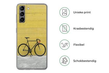 MuchoWow Handyhülle Ein Rennrad vor einem industriellen Hintergrund, Phone Case, Handyhülle Samsung Galaxy S21, Silikon, Schutzhülle