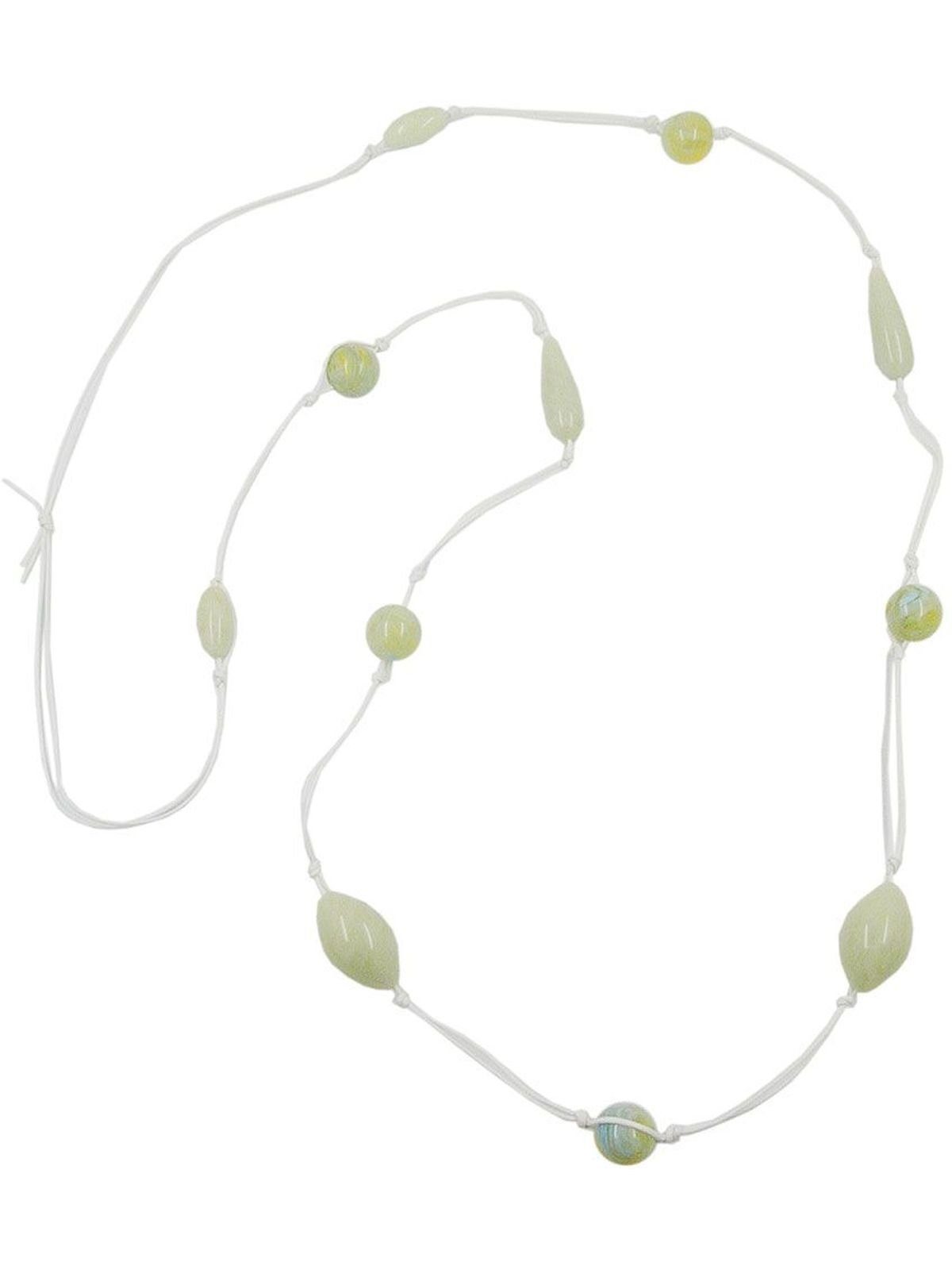 Gallay Perlenkette Kette mint-türkis-gelb, Kordel weiß (1-tlg)
