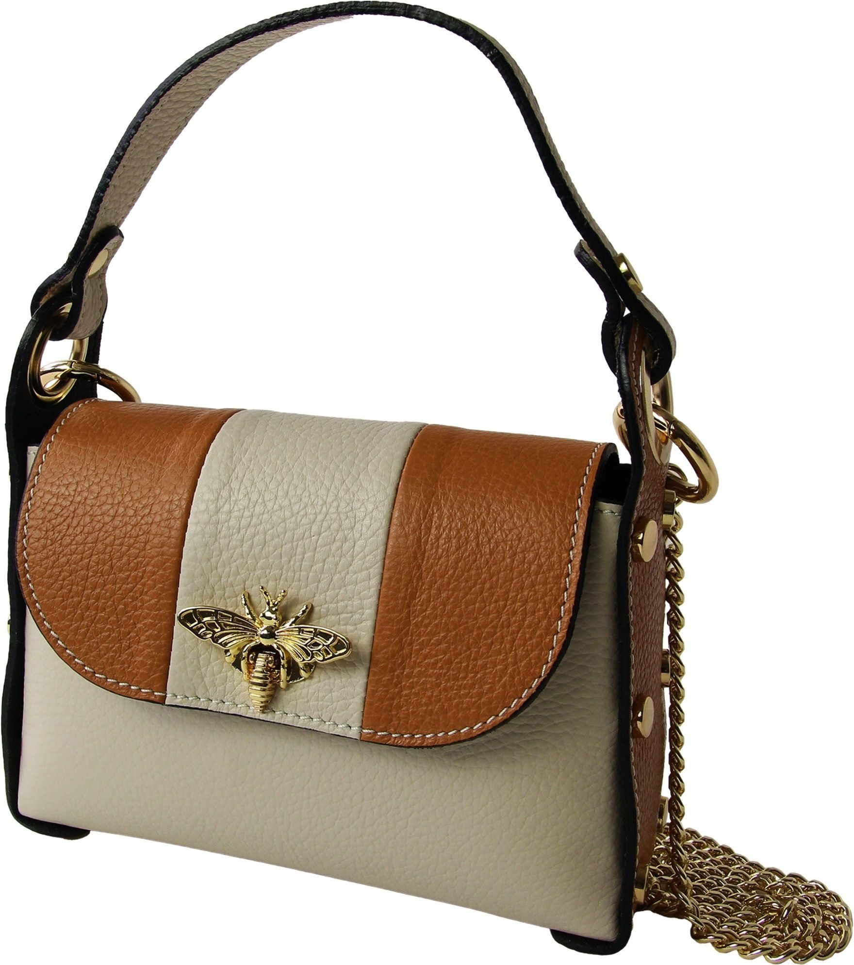 Toscanto Umhängetasche Toscanto Tasche beige, braun (Umhängetasche), Damen Umhängetasche Leder, beige, braun ca. 19cm x 14cm