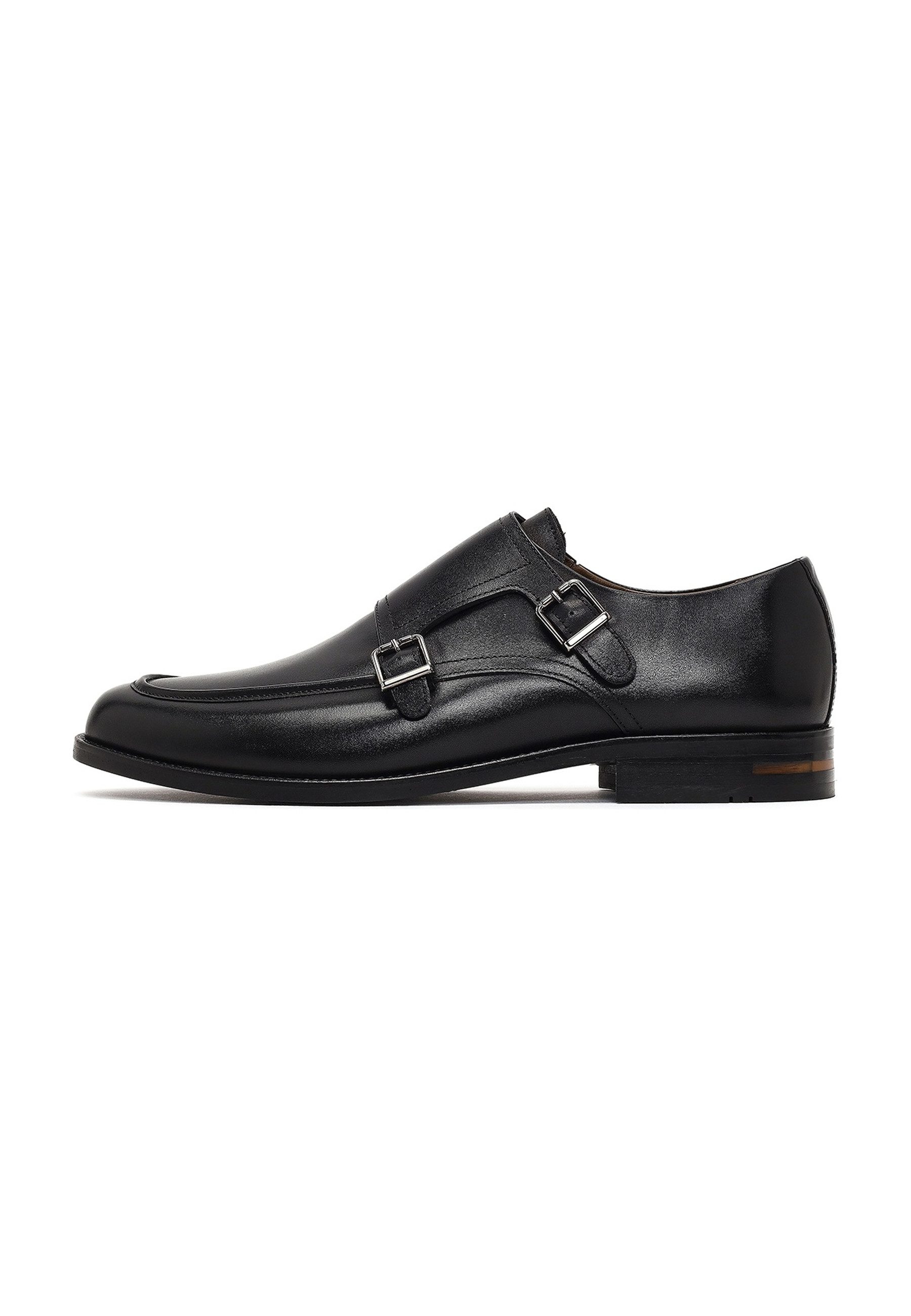 Derimod Leder Double Monkstrap Schuhe Schnürschuh Echtes Leder, Lederfutter, Neolit-Sohle, Monkstrap-Verschluss