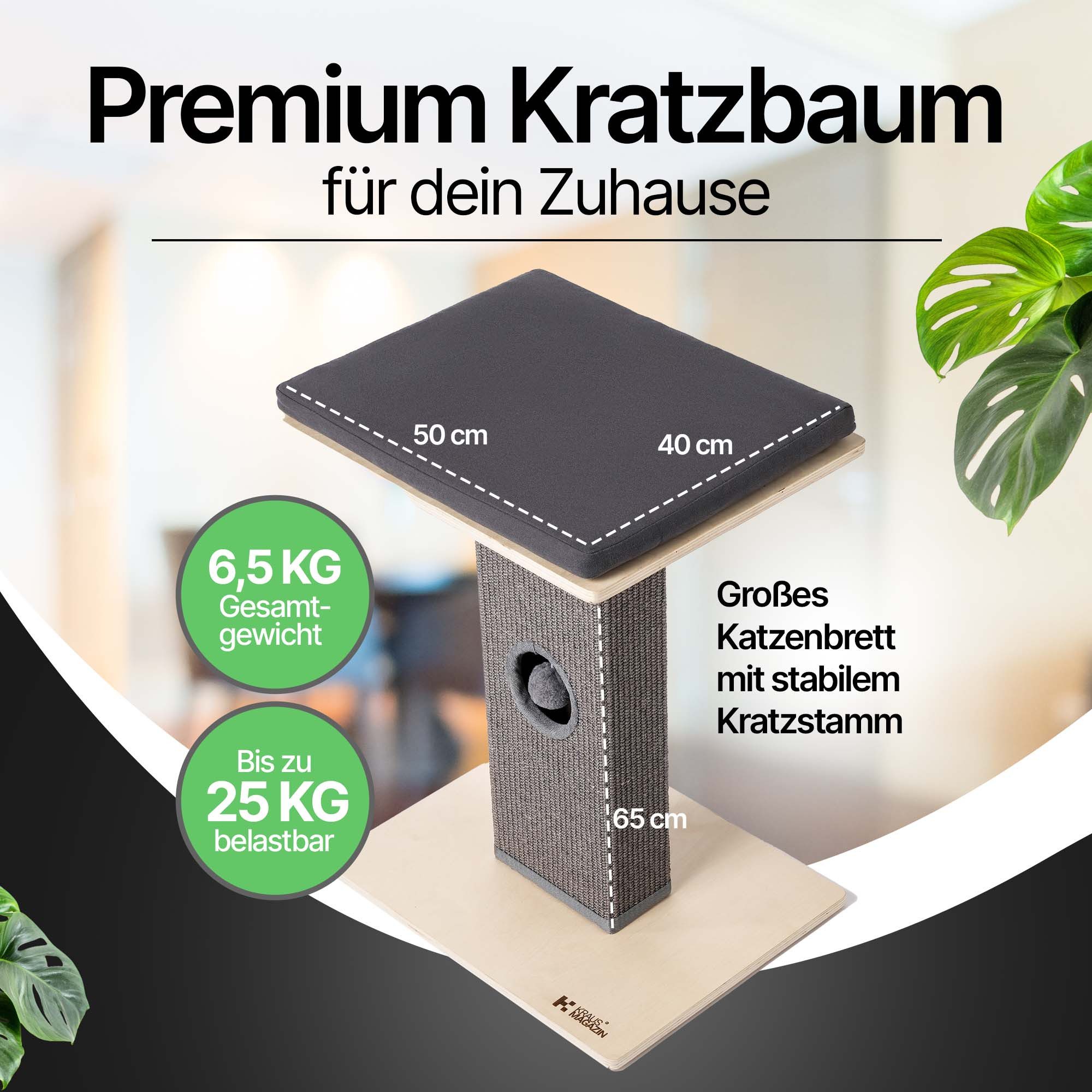 Kraus-Magazin Kratzbaum aus Birkenholz, große Liegefläche, rutschfestes Lei günstig online kaufen