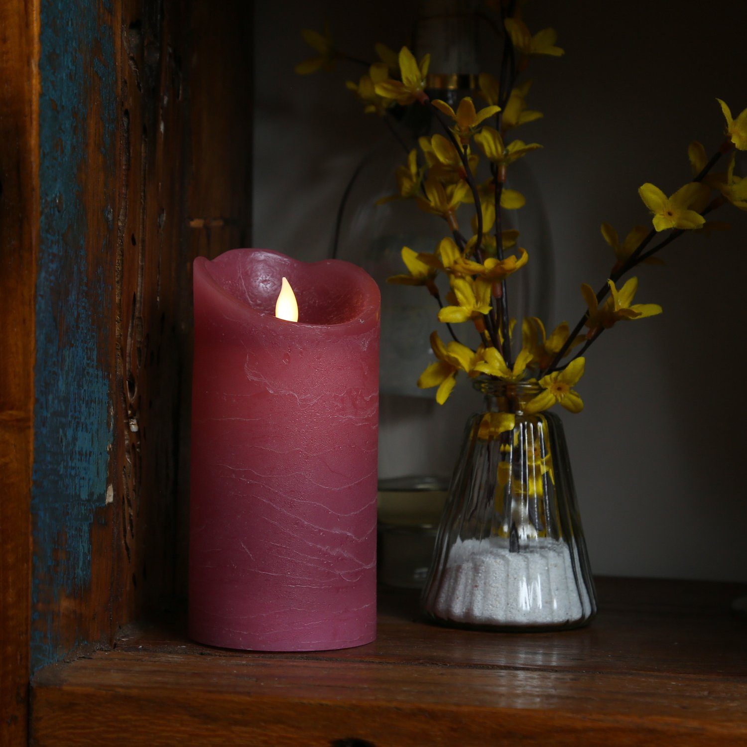 MARELIDA LED-Kerze mit beweglicher Flamme Echtwachs Rustik-Optik H: 15cm Ti günstig online kaufen