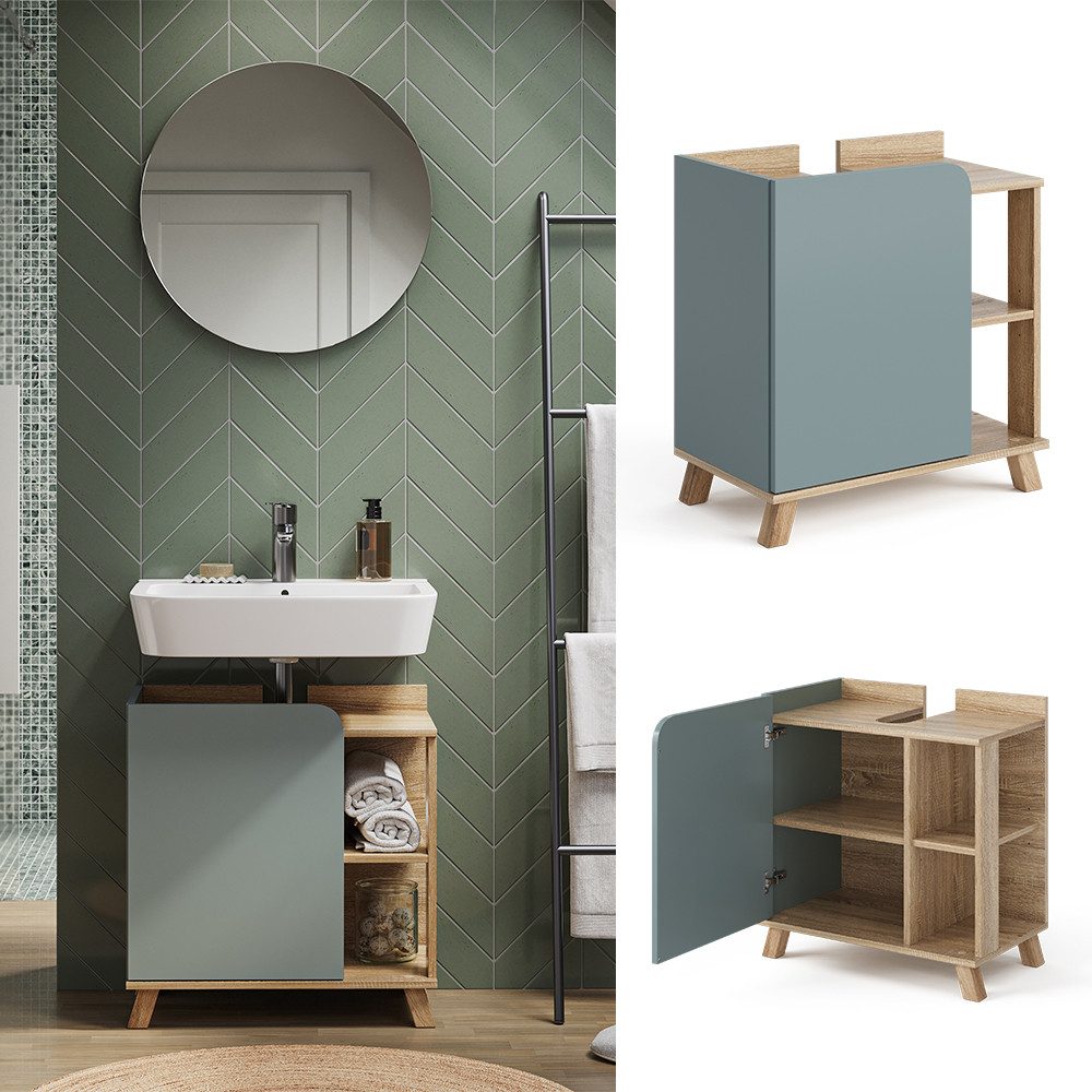 Vicco Waschbeckenunterschrank Karen, Sonoma/Blau-Grau, 60 x günstig online kaufen