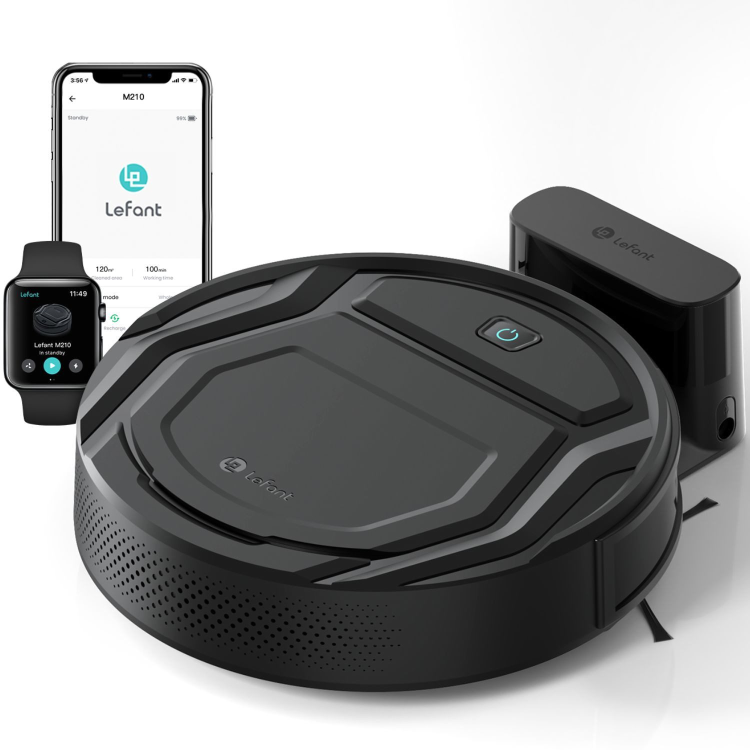 Lefant Вакуумный робот ohne Wischen M210P Staubsauger Roboter, 2200Pa, 55dB für Hartböden, 40 W, Superschlank Staubsauger Roboter mit Starke Saugleistung, WLAN Roboterstaubsauger Kompatibel mit Alexa und APP-Steuerung, Selbstaufladung und Leise für Tierhaare, Teppich,120 Min.Laufzeit