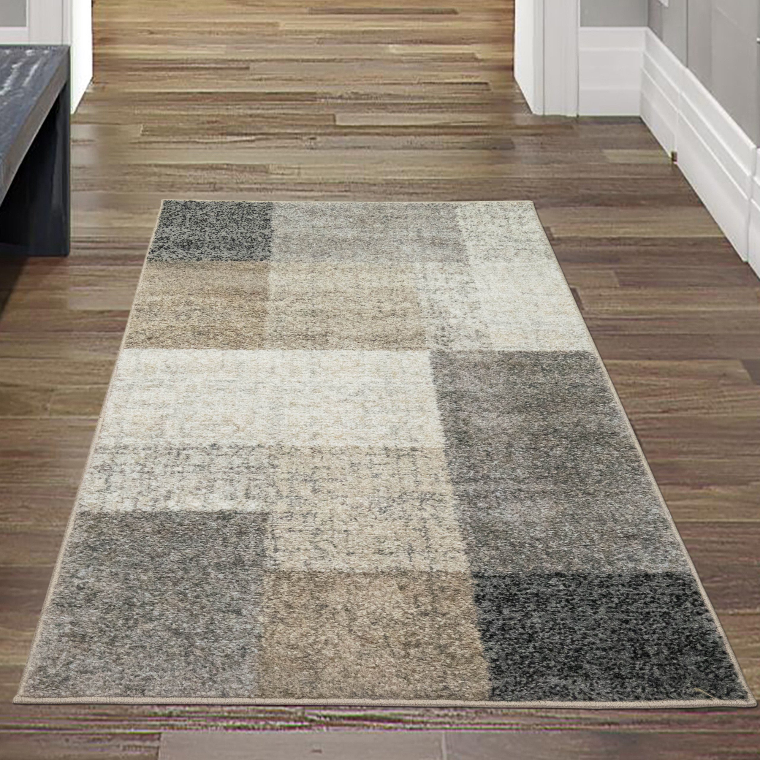 Teppich Moderner Wohnzimmerteppich mit quadratischen Mustern grau beige, Teppich-Traum, rechteckig, Höhe: 11 mm