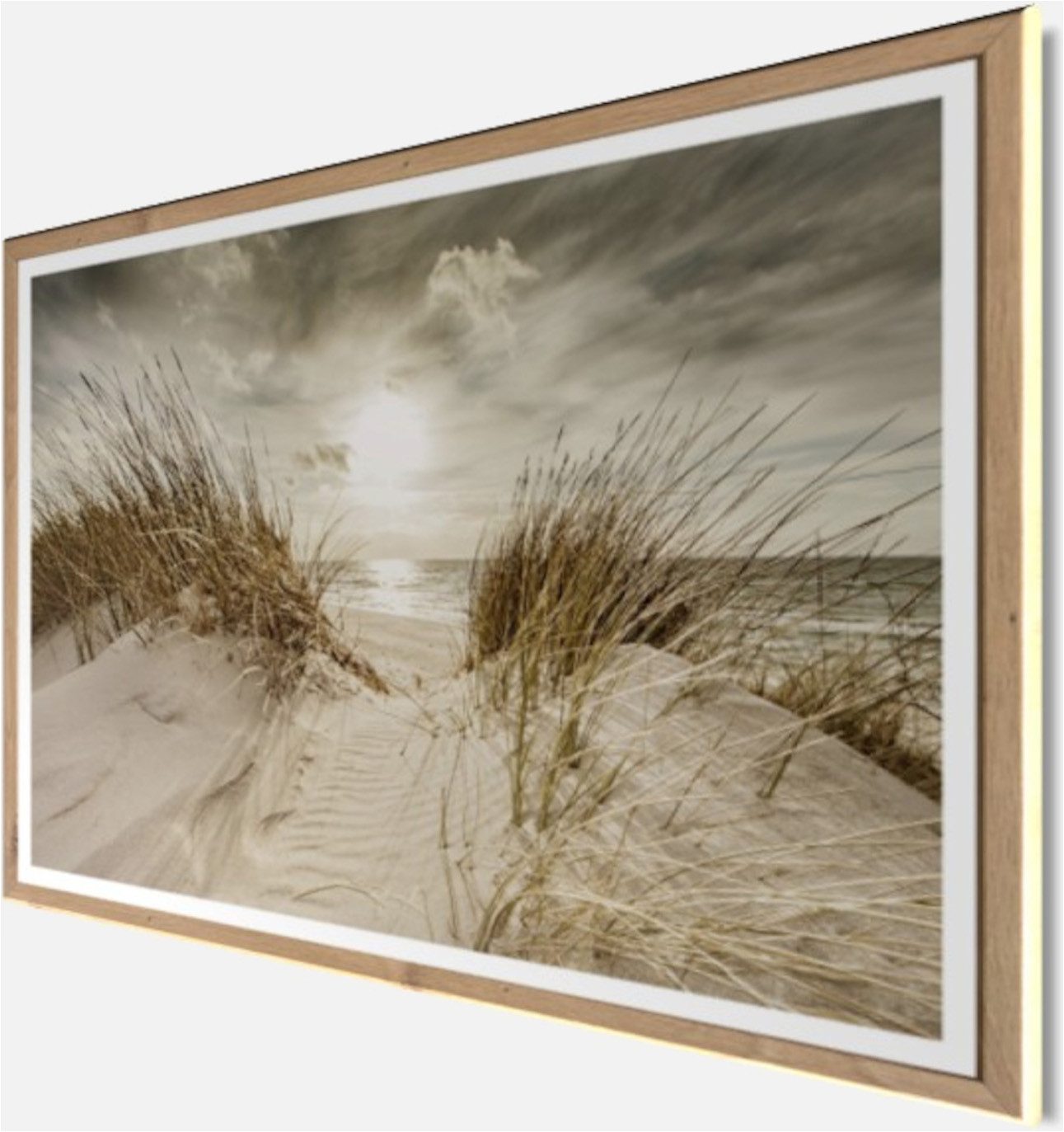Bönninghoff Bild mit Rahmen Wandbild gerahmt STRANDSONNE 50x70 cm – Maritime Wanddeko Dünen, Düne, Gräser, Küste, Landschaft, Meer, Natur, Sonnenaufgang & -unte – Bild 3 von 5
