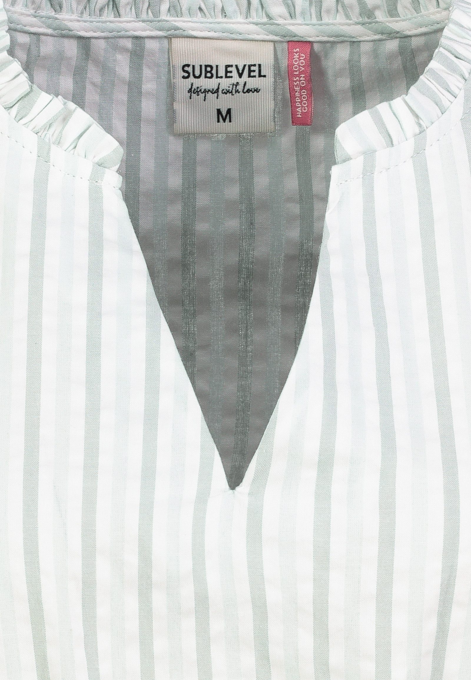 SUBLEVEL Sommerkleid Damen Sommerkleid aus Baumwolle A-Linien Kleid mit Volants, Seersucker Optik