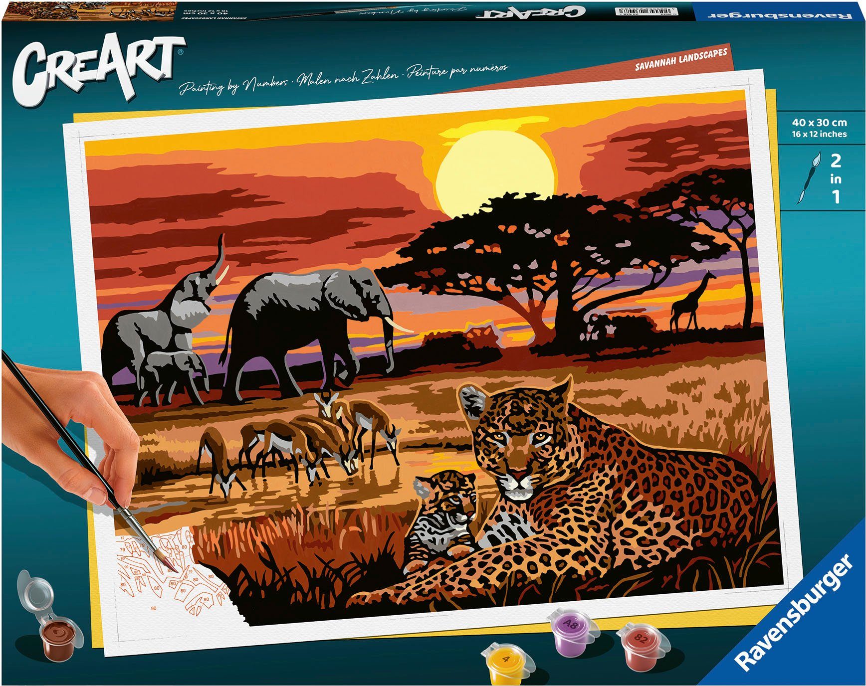 Ravensburger Malen nach Zahlen CreArt, Savannah Landscapes, Made in Europe