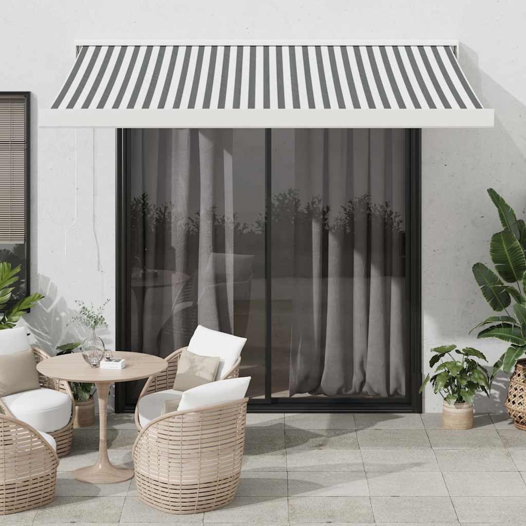 furnicato Markise Gelenkarmmarkise 3,5 x 2,5 m Anthrazit und Weiß UV-beständiger Sonnenschutz mit Wandmontage für Balkon und Höfe