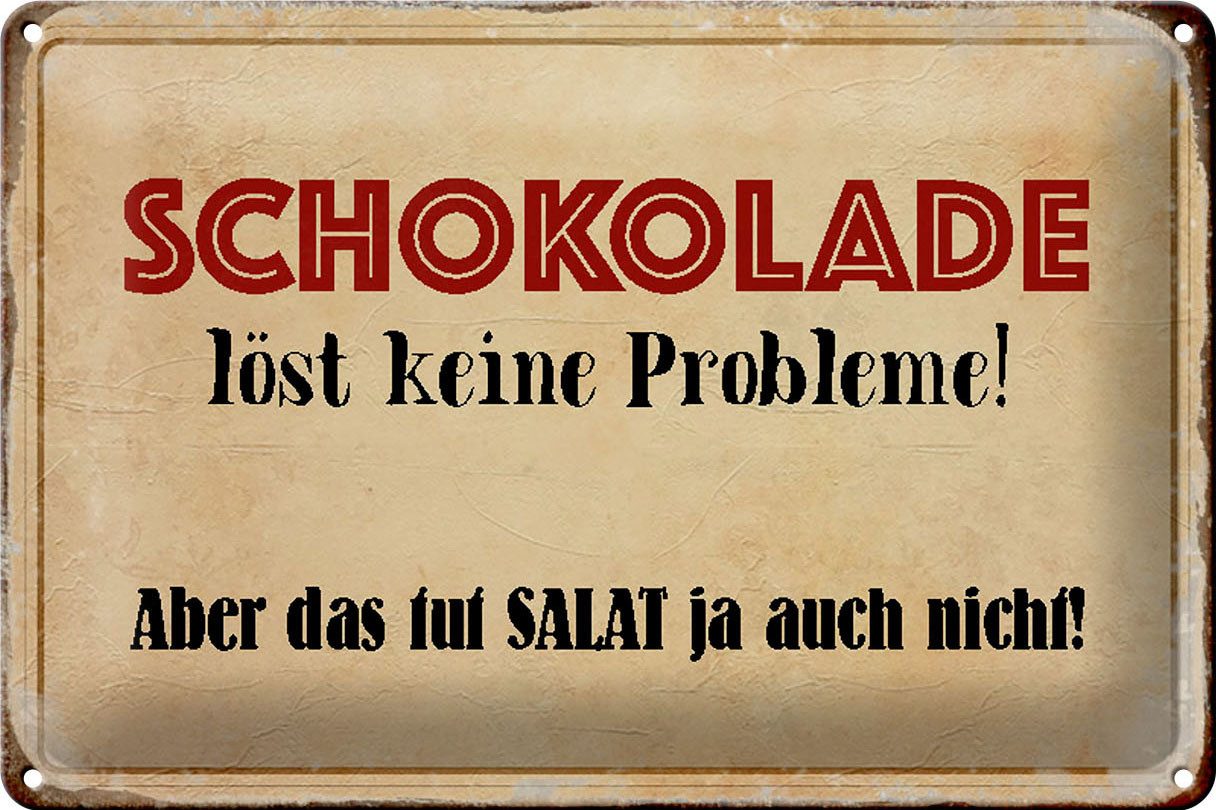 „Schokolade Fragt Nicht“ Metallschild – 20x30 Cm, Aus Stahl, Mit Lackierung & 4 Löchern