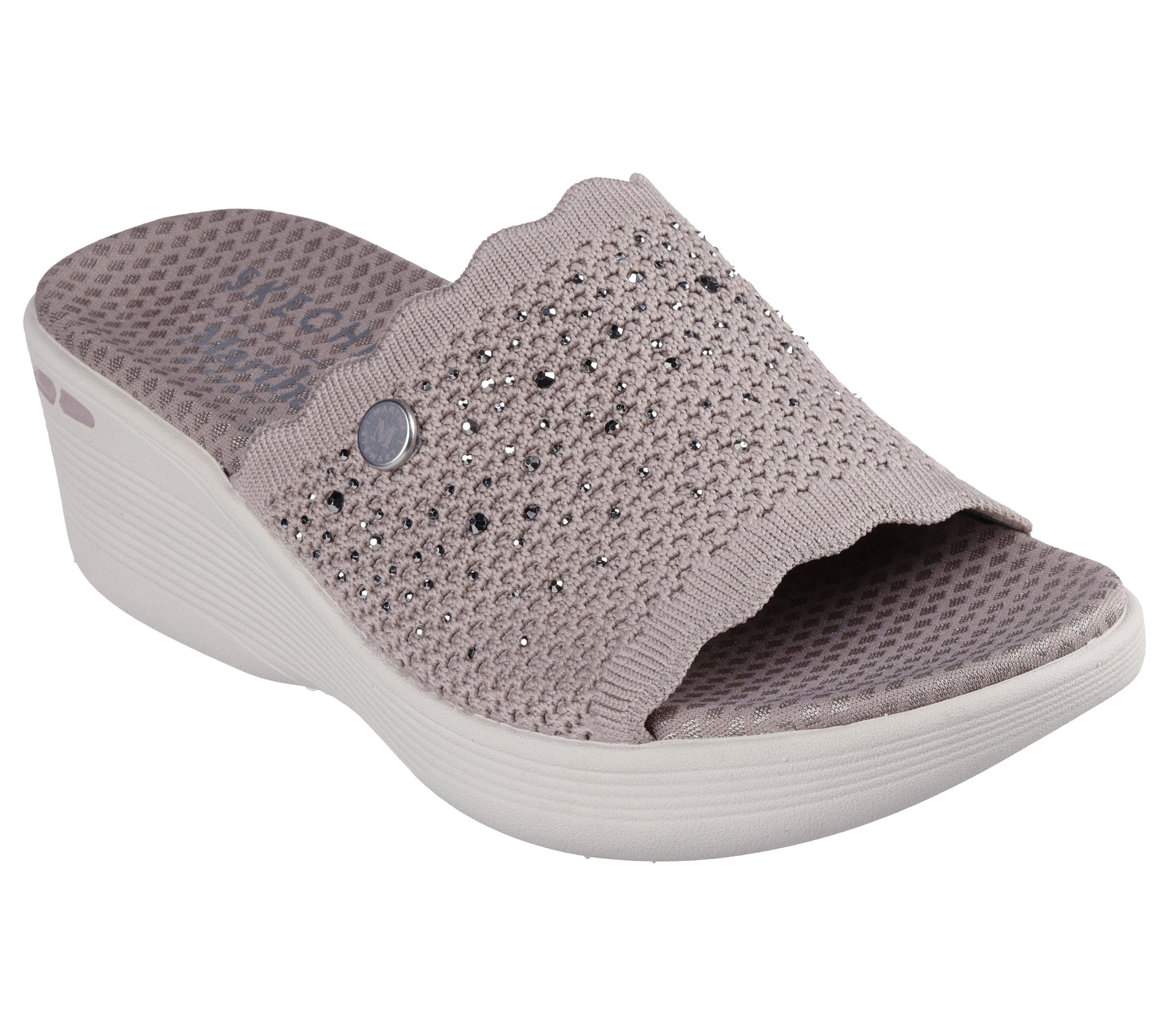 Skechers PIER-LITE-LIGHT ESSENCE Pantolette Sommerschuh, Strandschuh mit Luxe Foam und Glitzerdetails