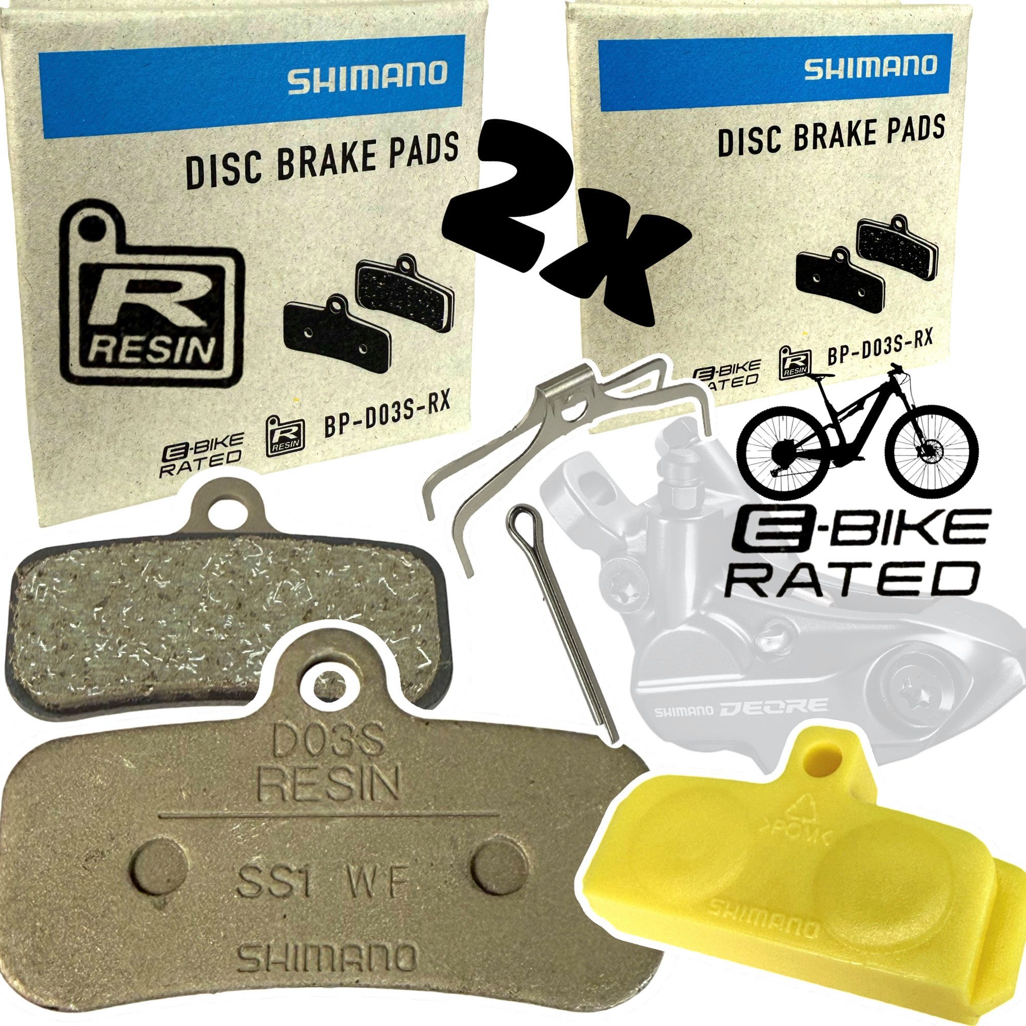 Shimano Scheibenbremse Shimano D03S Resin 4-Kolben Bremsbeläge XT/SLX/Saint/Zee 2 Paar+Block