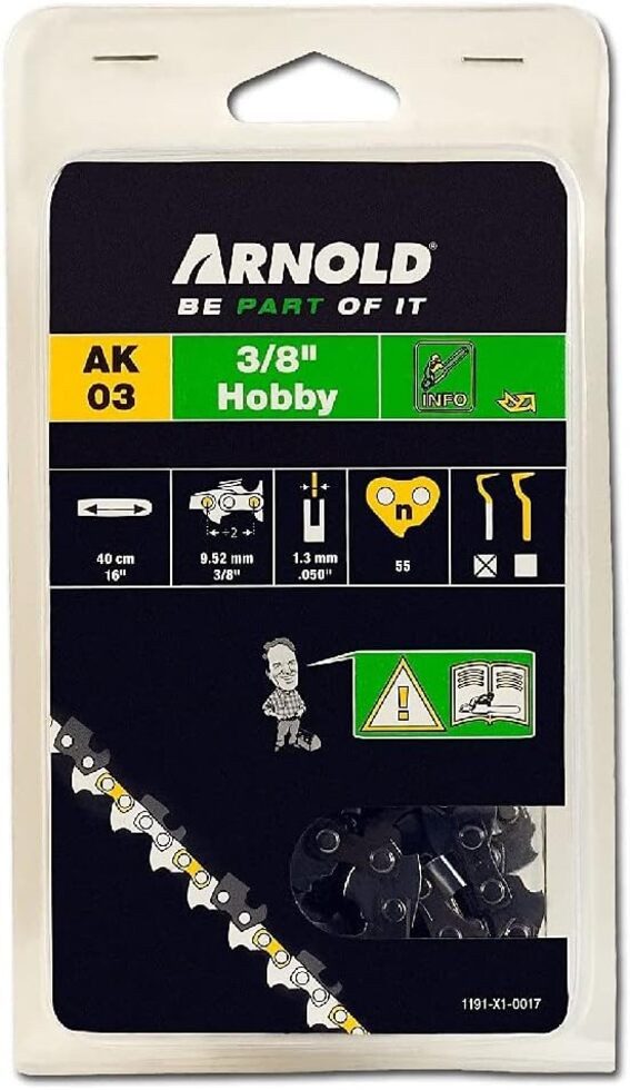 Arnold Ersatzkette Sägekette 3/8 Zoll Hobby, 1.3 mm, 55 Treibglieder, 40 cm Schwert, (1-tlg)