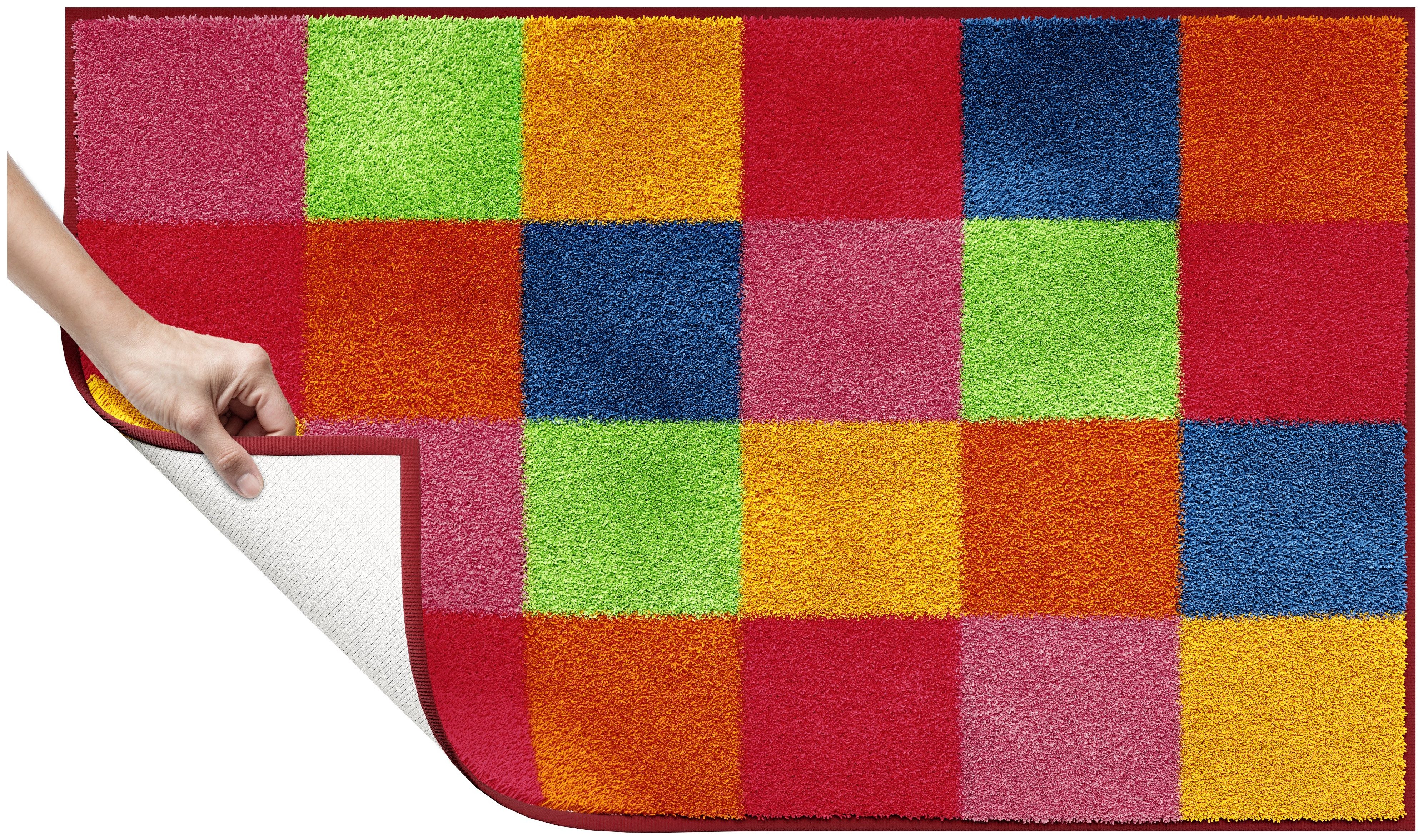Grund Badematte Mosaik, Badvorleger, Badezimmer Teppich, sehr weich, Höhe 20 mm, rutschhemmend beschichtet, fußbodenheizungsgeeignet, Kunstfaser, rechteckig, angenehm weich, auch als 3 teiliges Set erhältlich, Made in Europe