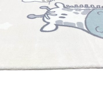 Kinderteppich Kinderzimmer Teppich weich creme Giraffe-Zebra, Teppich-Traum, rechteckig, Rückseite durch „Canvas“ geschützt