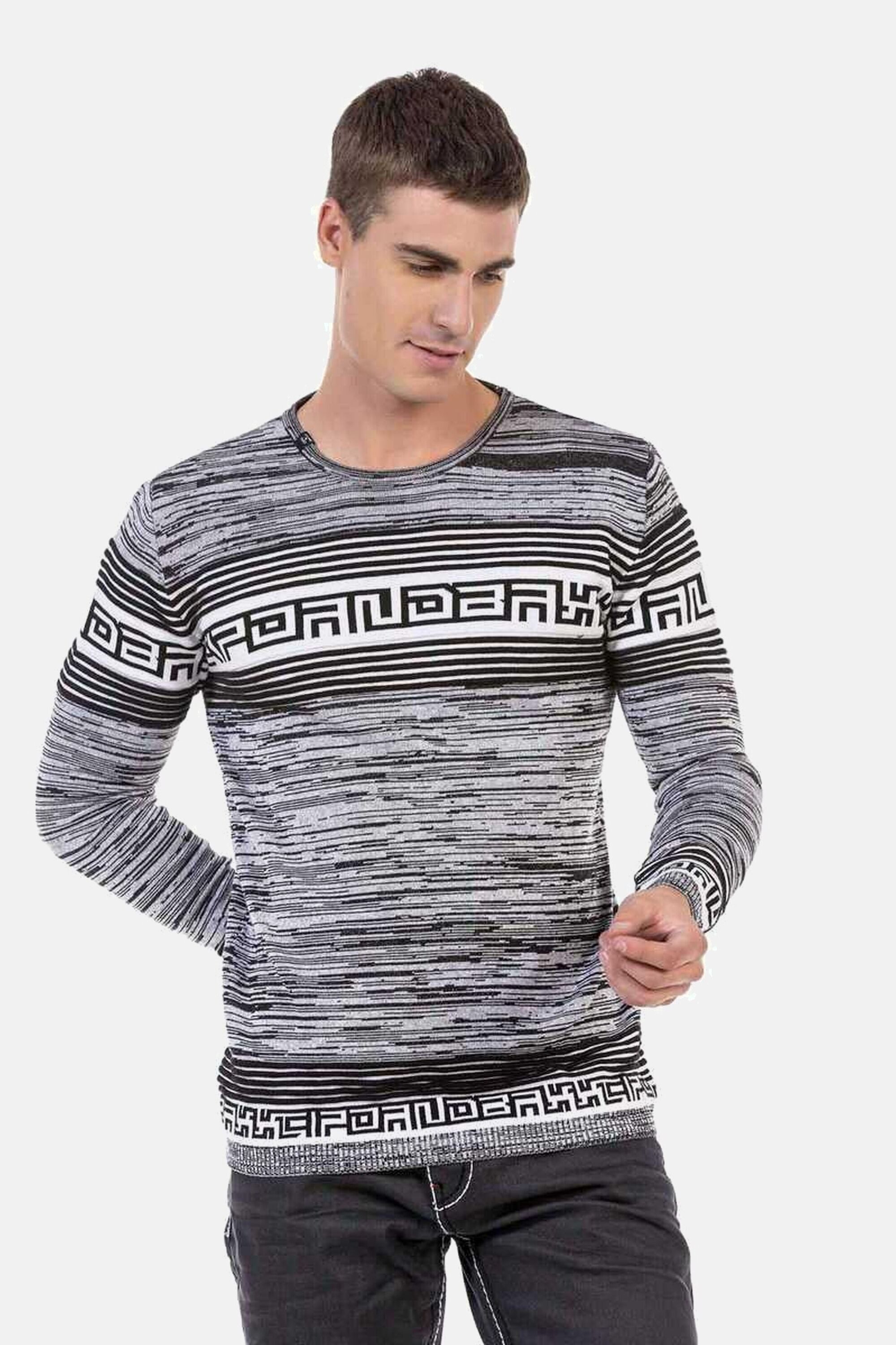 Cipo & Baxx Rundhalspullover Pullover (1-tlg) in Melange Strick, CP244