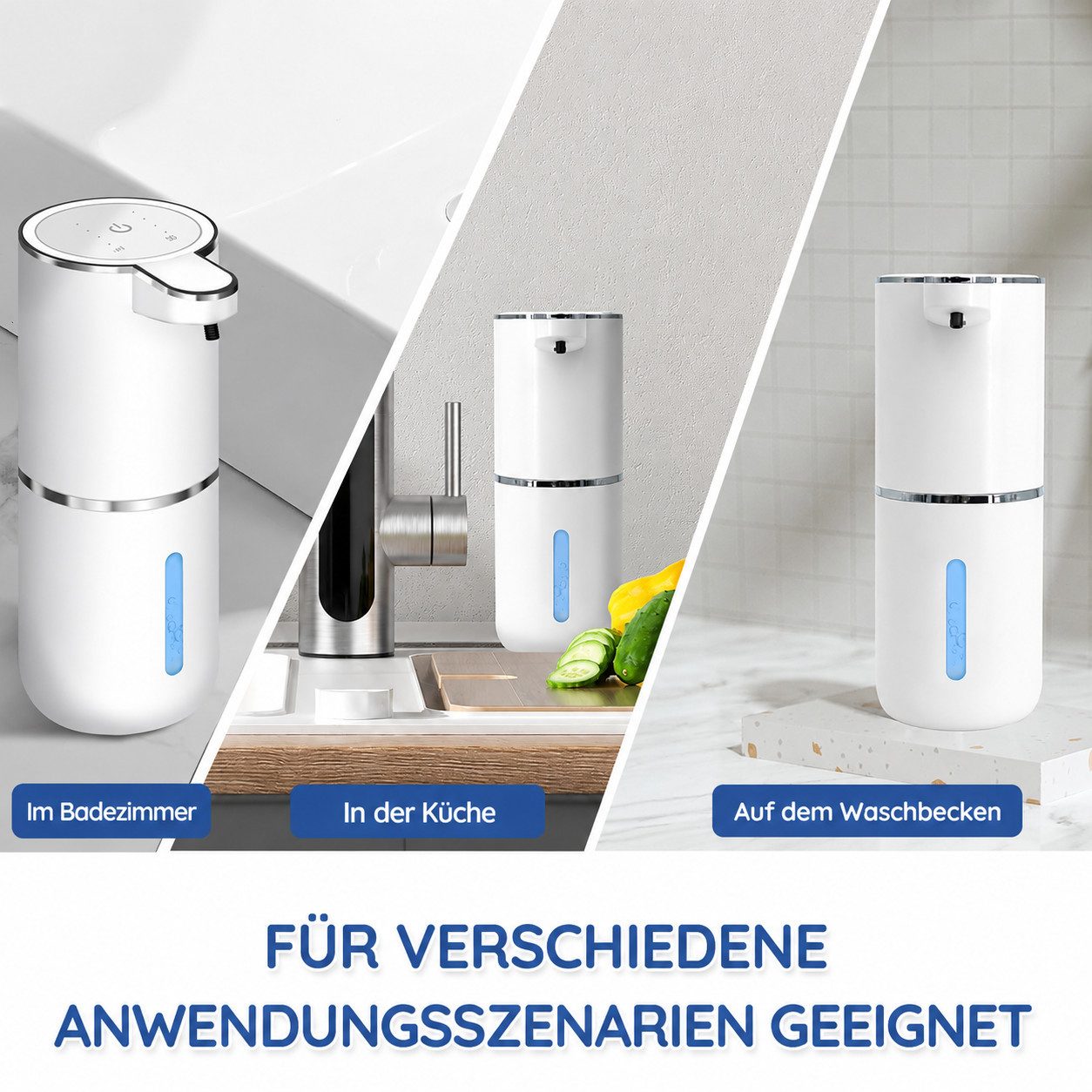 ARCASA Seifenspender Seifenspender Automatischer Seifenspender Sensor USB-C 400ml Elektro, (Elektrischer Seifenspender Set berührungslos für Flüssigseife innen, Sensor Seifenspender Set inklusive USB-C Ladekabel und Klebepad 1tlg), Wassergeschütztes IPX5 Gehäuse mit 4 Dosierstufen und Infrarotsensor