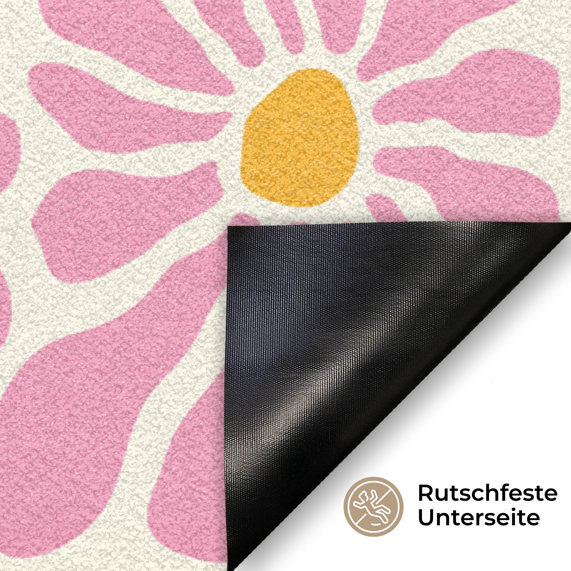 MuchoWow Fußmatte Blumen - Muster - Rosa - Beige - Orange, Rechteckig, innen Schmutzfangmatte, Tür, Schmutzfänger Flur, Teppich, 60x40 cm