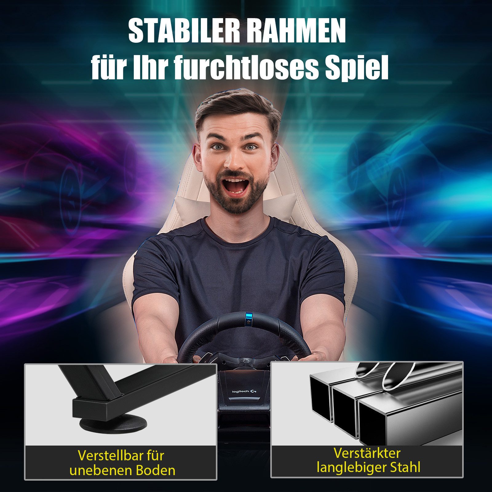 GTPLAYER Lenkradständer Lenkrad Gaming Wheel Stand für Logitech Controller (Neigungsverstellbares Gestell PS4 Xbox PC PS5)