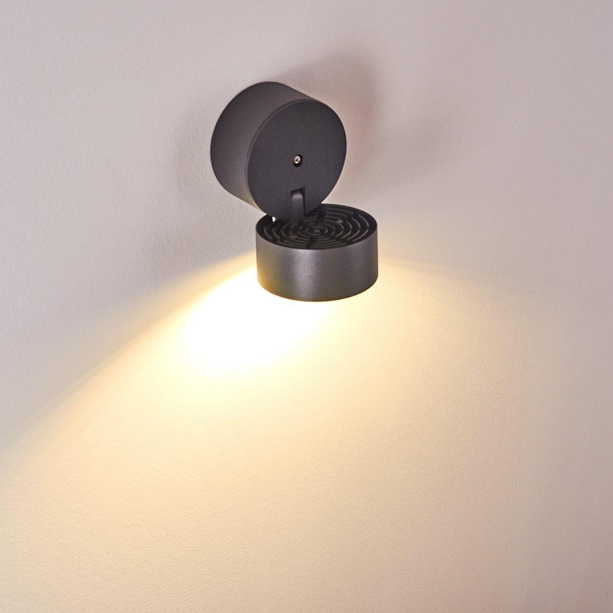 hofstein Außen-Wandleuchte »Pedali« LED-Außenlampe aus Lumen in Metall/Kunststoff Kelvin, Schwarz/Weiß, 4100 verstellbare Außenwandleuchte, IP54, 840