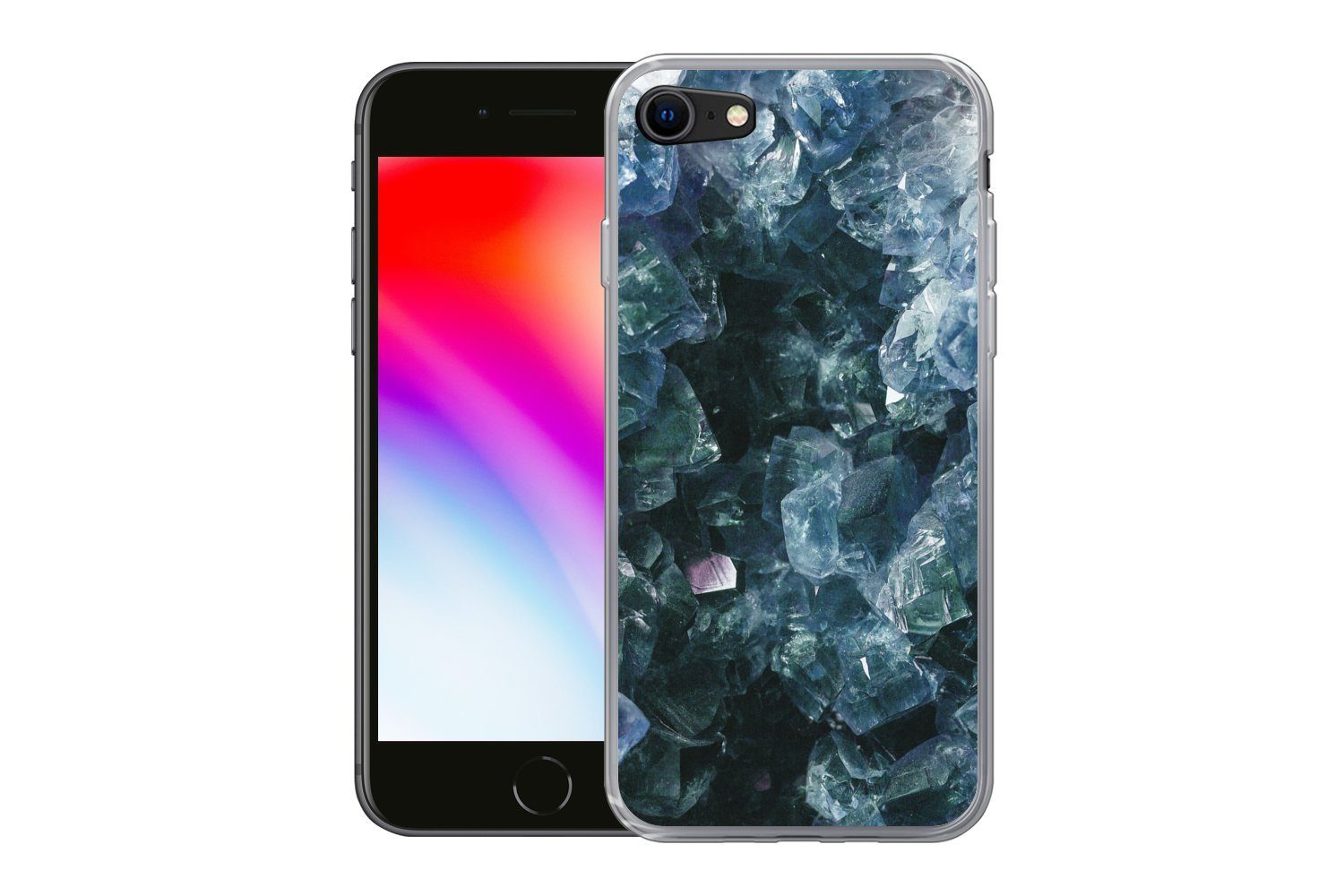 MuchoWow Handyhülle für Apple iPhone 8 Edelsteine und Mineralien - Kristall - Naturstein, Smartphone-Bumper, Print, Handy Schutzhülle Dünn