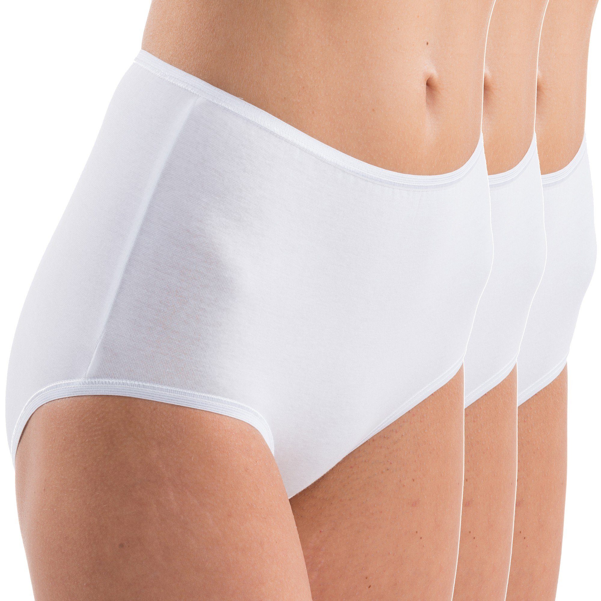 HERMKO Taillenslip 5011 (Pack, 3er) Maxi-Schlüpfer, Baumwolle/Elastan, elast. Abschluss, hoch geschnitten