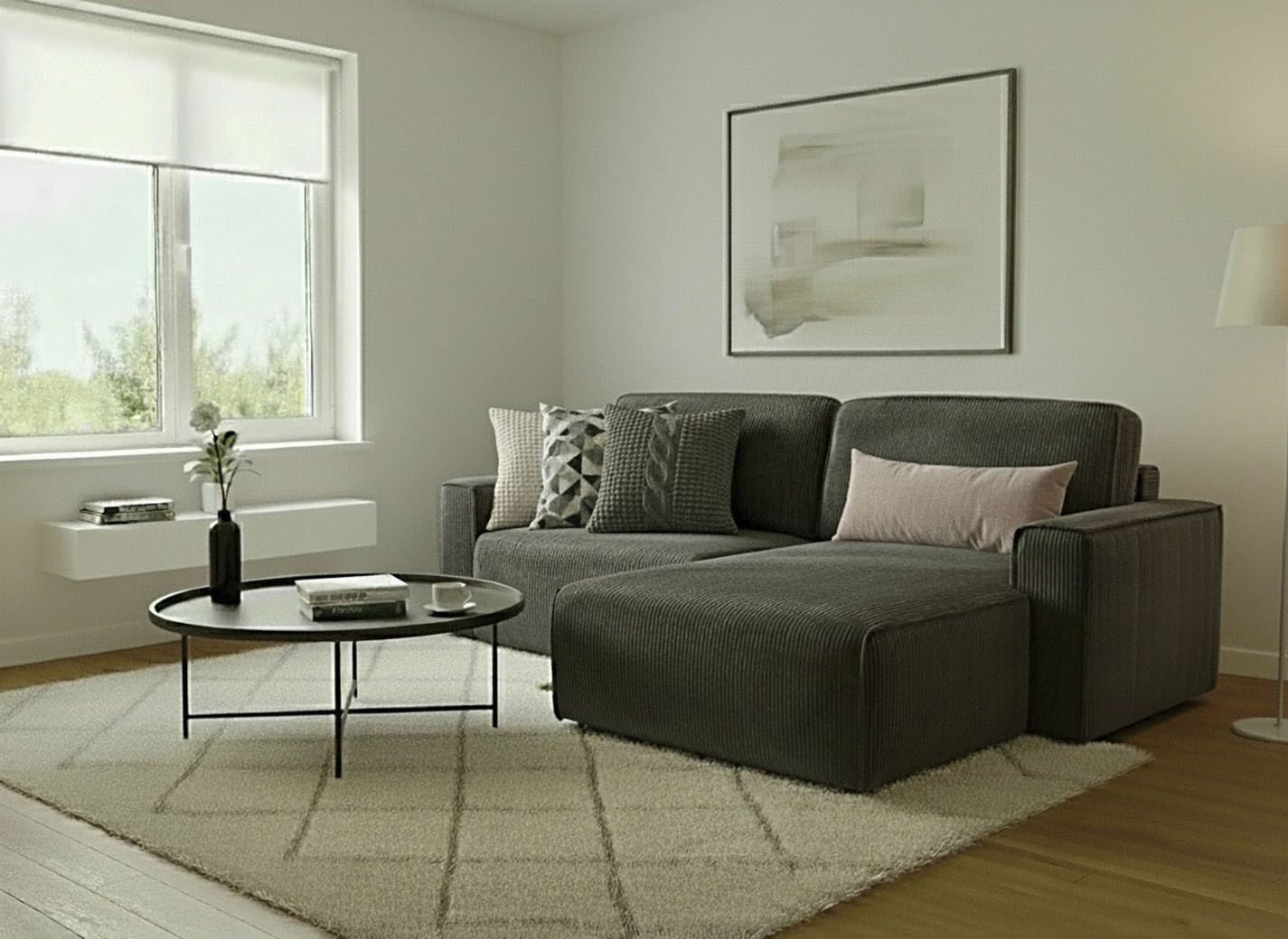 Home affaire Ecksofa Chance, Recamiere beidseitig montierbar, Schlaffunktion, Breite 265 cm, in Cordstoff HYPER, mit Schlaffunktion und Bettkasten
