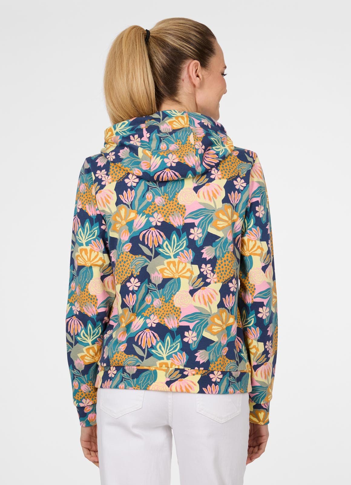 Ragwear Sweatjacke PARYA PRINT aus Baumwollmischung, normale Passform, hochschließender Kragen