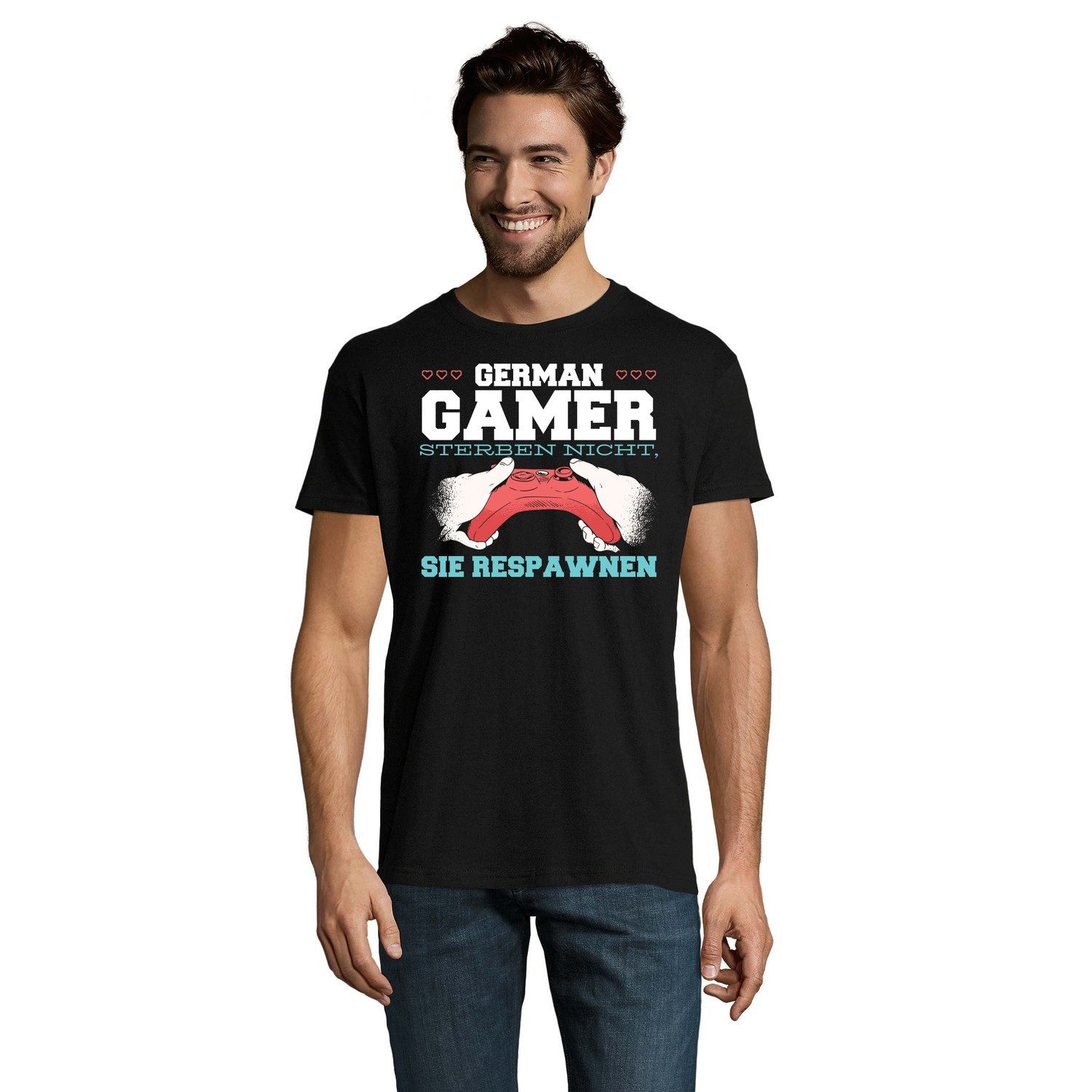 Blondie & Brownie T-Shirt German Gamer Herren T-Shirt Controller Respawn Gaming Print Zocker (Einzelstück, Einzelartikel) GermanGamer Herren Tee Respawn Edition