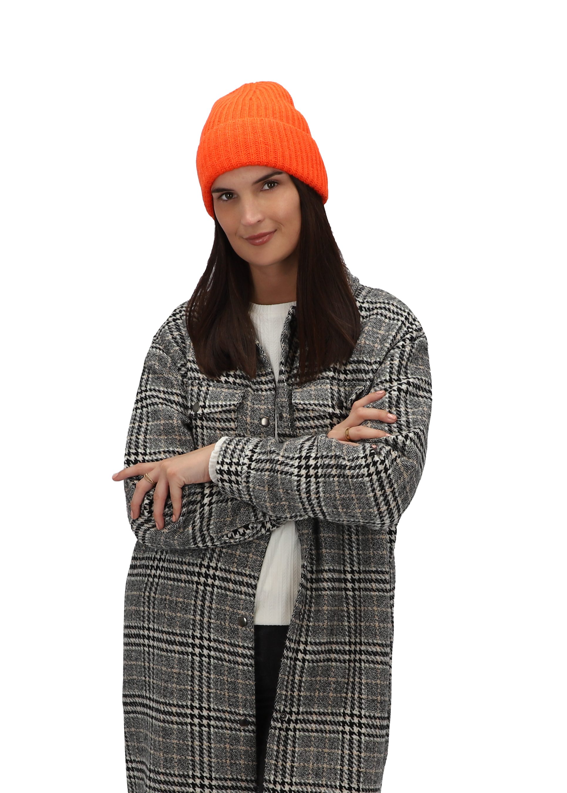 halsüberkopf Accessoires Strickmütze Strickmütze Strickmütze mit breitem Umschlag