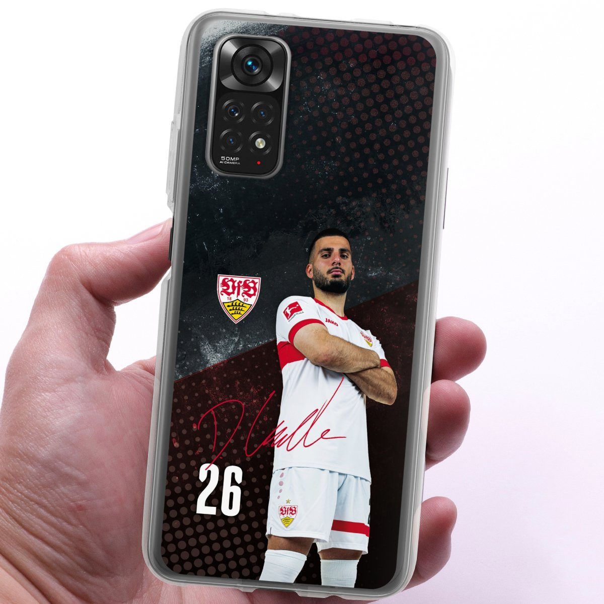 DeinDesign Handyhülle VfB Stuttgart Deniz Undav Offizielles Lizenzprodukt Deniz Undav 24/25, Xiaomi Redmi Note 11 Silikon Hülle Bumper Case Handy Schutzhülle