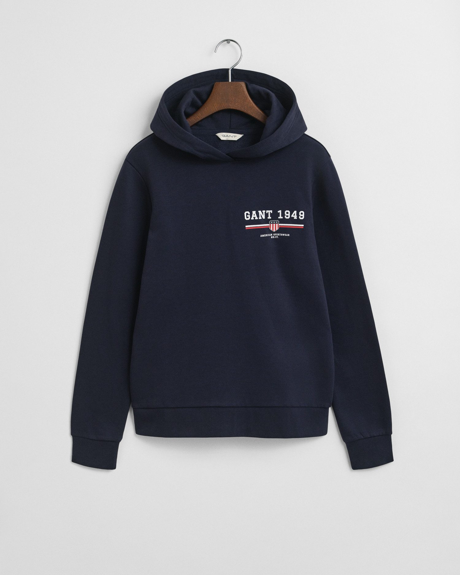 Gant Hoodie REG GRAPHIC HOODIE gerippte Abschlüsse, Kapuze ohne Kordel