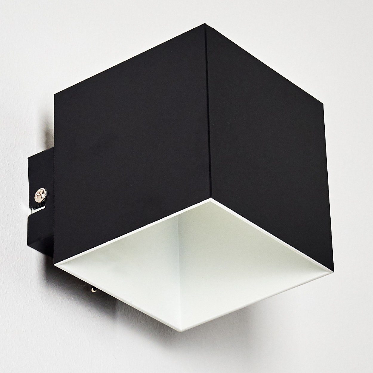 Lichteffekt, ohne Up moderne Down-Effekt Metall 2700 Wandleuchte Cube/Innen in mit & Wandlampe Schwarz/Weiß, Kelvin, aus hofstein 1xG9, Leuchtmittel, »Riccio« mit