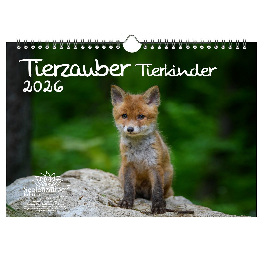 Seelenzauber Настенный календарь Tierkinderzauber DIN A4 Календари für 2026 Tierbabys und Tierkinder