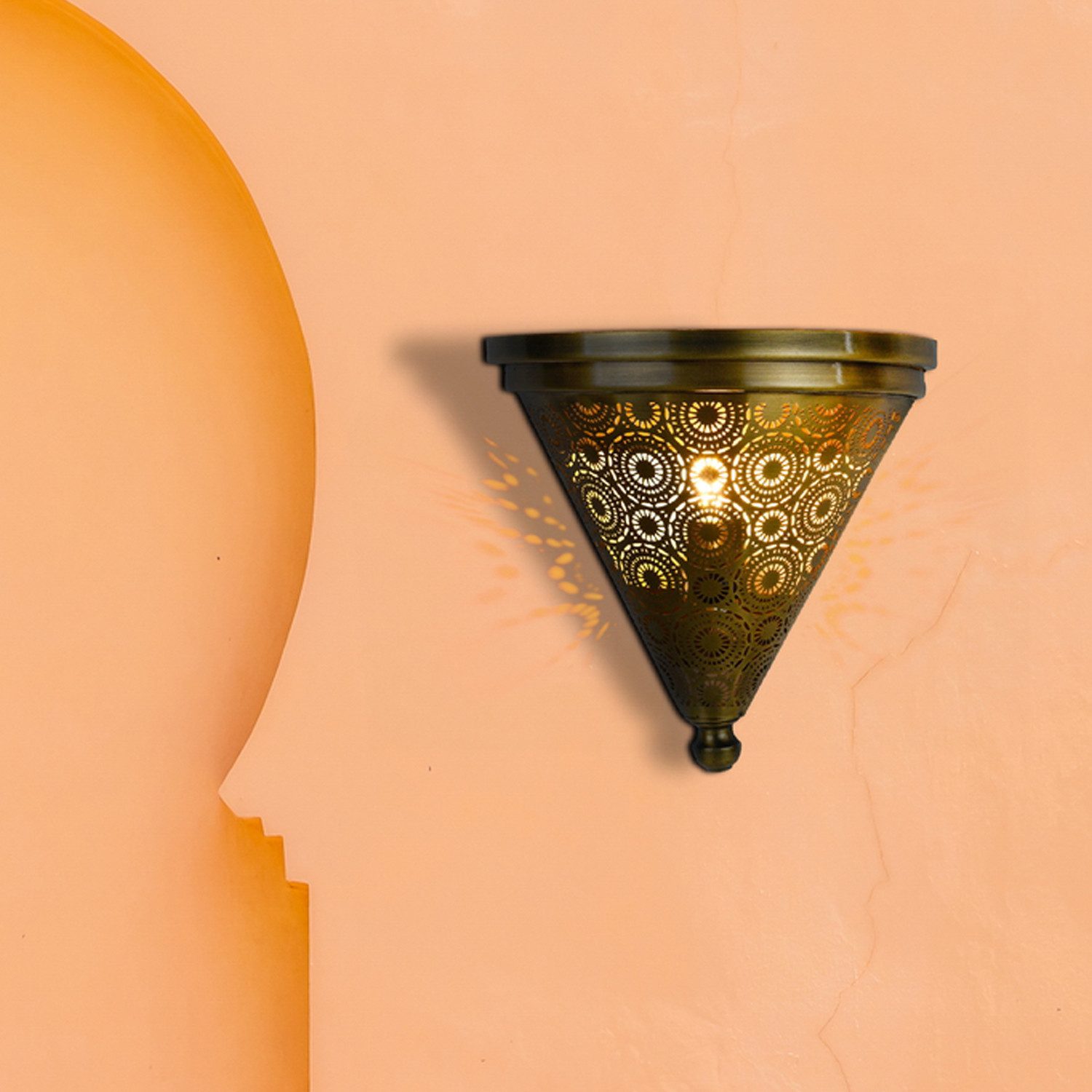 Marrakesch Orient & Mediterran Interior Wandleuchte 2er Set Orientalische Wandlampe Wandleuchte Wanddeko Firas Gold Antik, Handarbeit