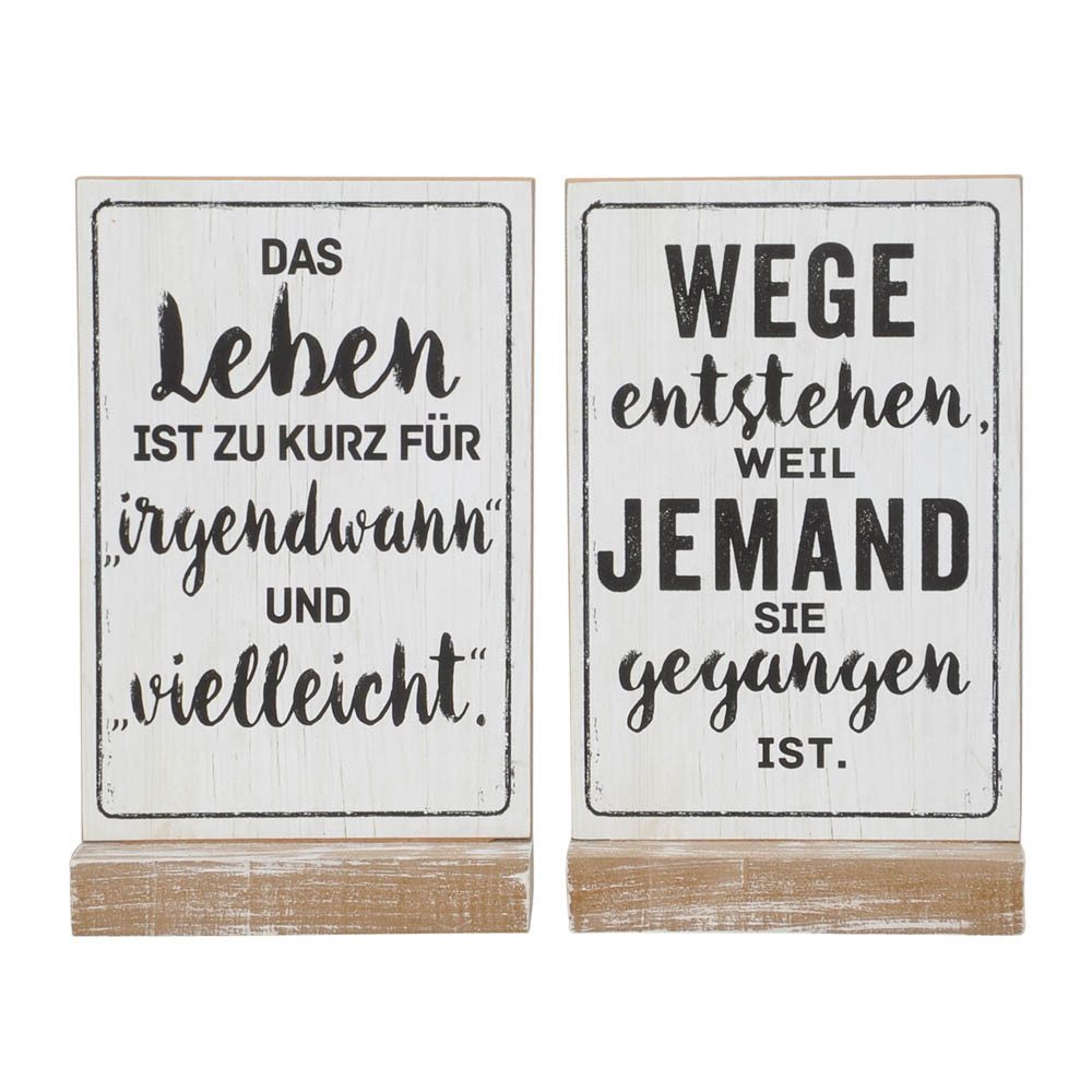 Posiwio Dekoobjekt 2tlg. Schild LOS GEHT'S schwarz weiß natur Motivationsschild zum Stell