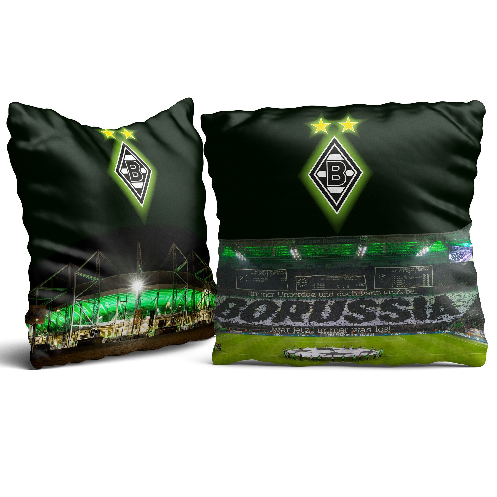 BERONAGE Dekokissen Borussia Mönchengladbach Kissen Borussia Park 40x40 cm, passend zur Постельное белье, ideal für Sofa, Couch, Bett, Auto