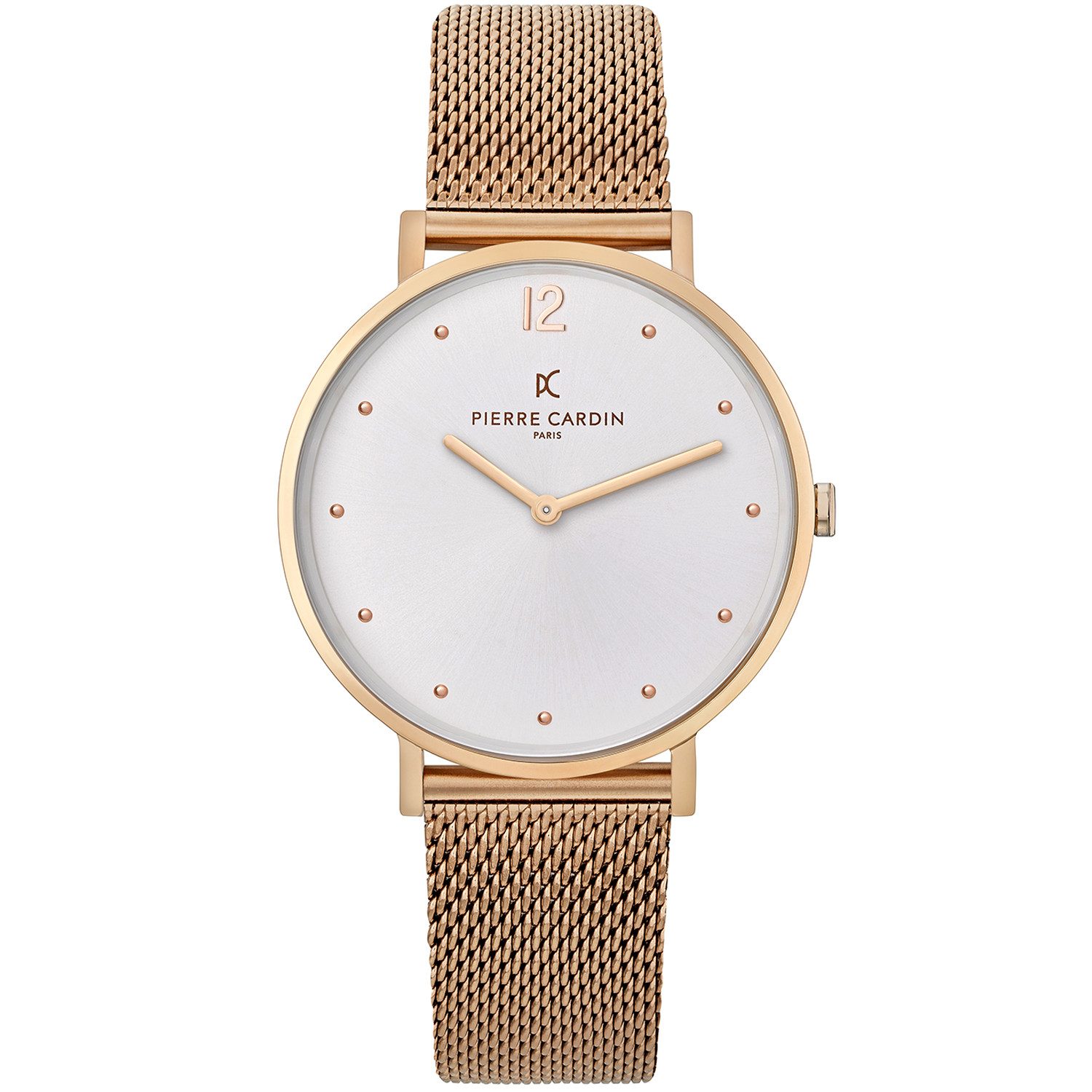 Montre Femme Pierre Cardin Belleville Glam - Réf CBV.1113 - Boîtier Or Acier 36mm - Cadran Noir - Bracelet Cuir - Quartz