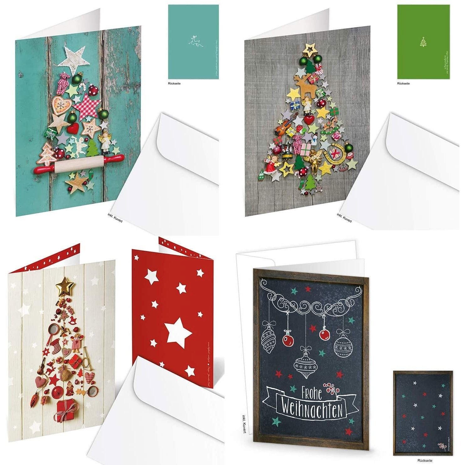 Logbuch-Verlag Dekofigur 8 Weihnachtskarten SET mit Kuvert ohne Text weihna günstig online kaufen