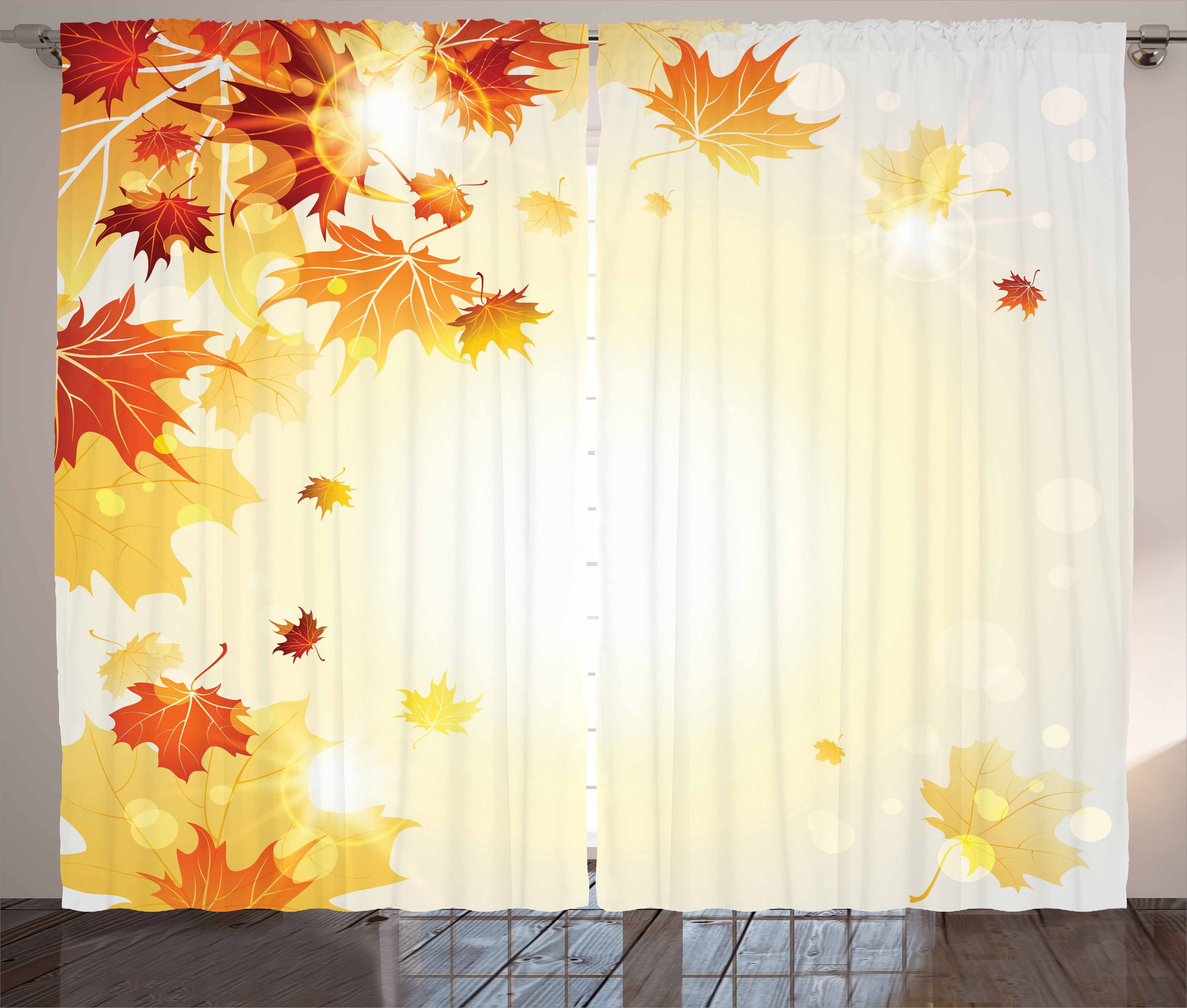 Schlafzimmer Herbst Kräuselband Haken, Vorhang Schlaufen Abakuhaus, Fliegen und Ahornblätter mit Gardine