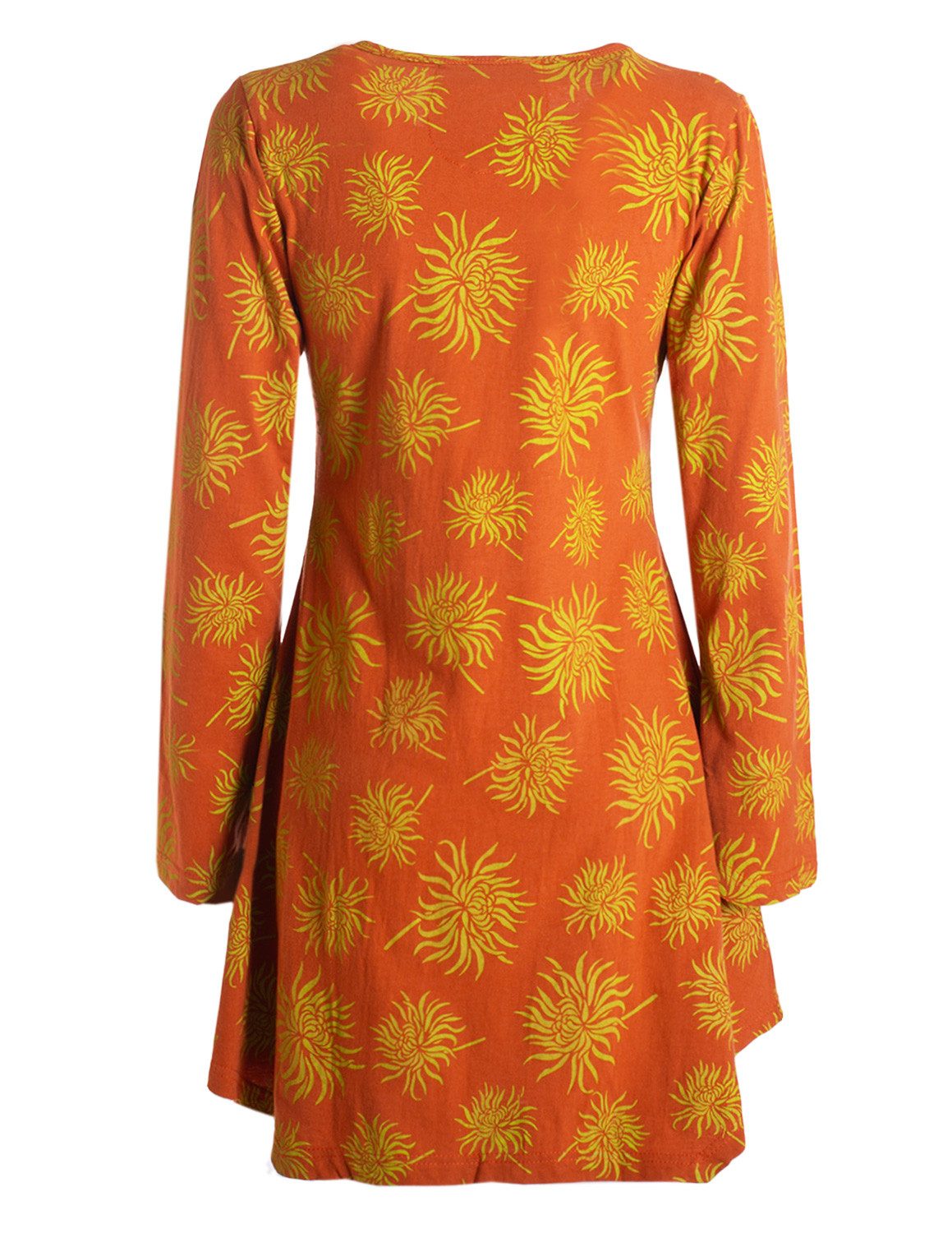 Vishes Tunikakleid Langarm Damen Blumen-Tunika Shirt-Kleid Glockenärmel Bau günstig online kaufen