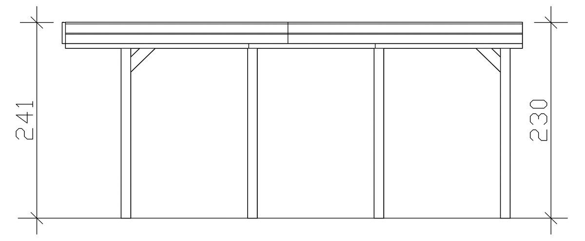 Skanholz Einzelcarport Friesland, BxT: 210 397x555 cm, Einfahrtshöhe cm