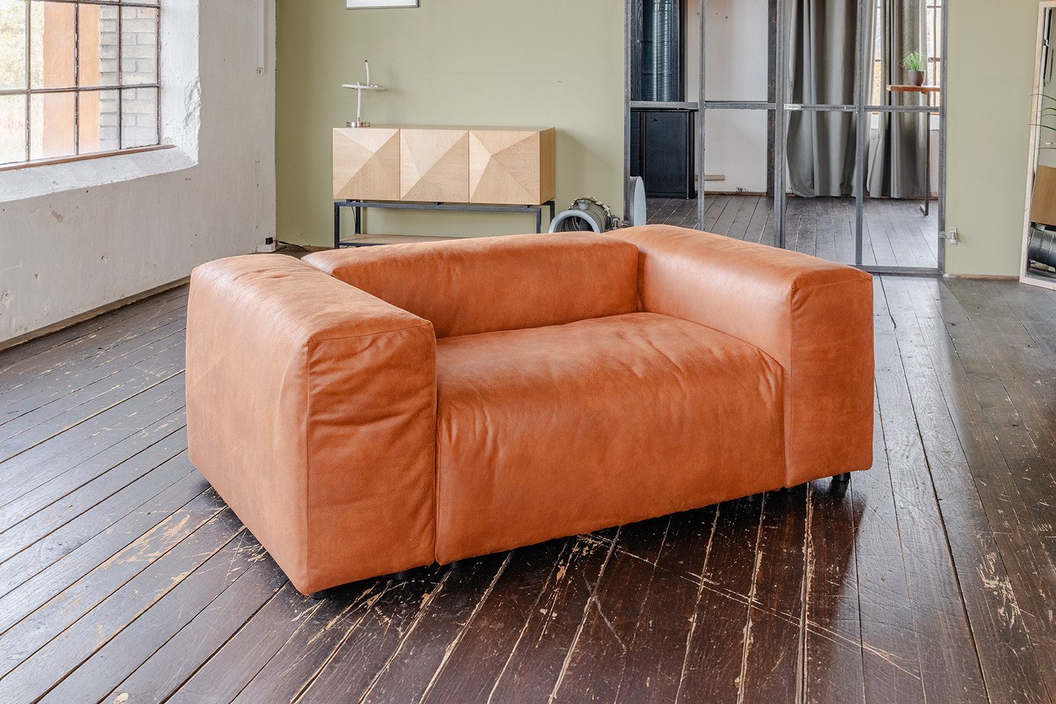 KAWOLA XXL-Sessel MIA Modularer Sessel Lederfaserstoff 4-tlg. – Loveseat – flexibel, Edle Lederoptik, pflegeleicht & individuell kombinierbar